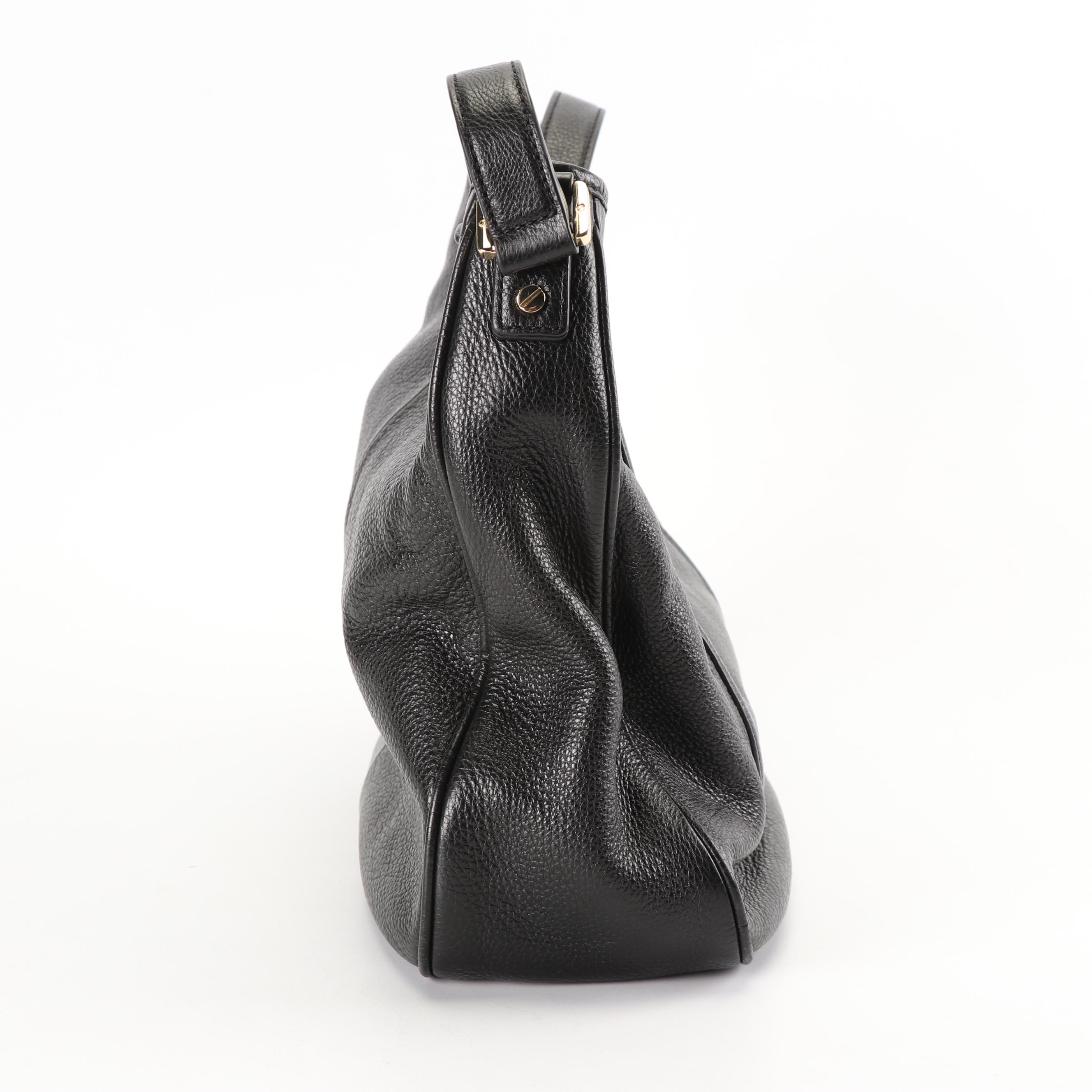 Tory Burch Amanda Black Pebbled Leather Hobo Bag