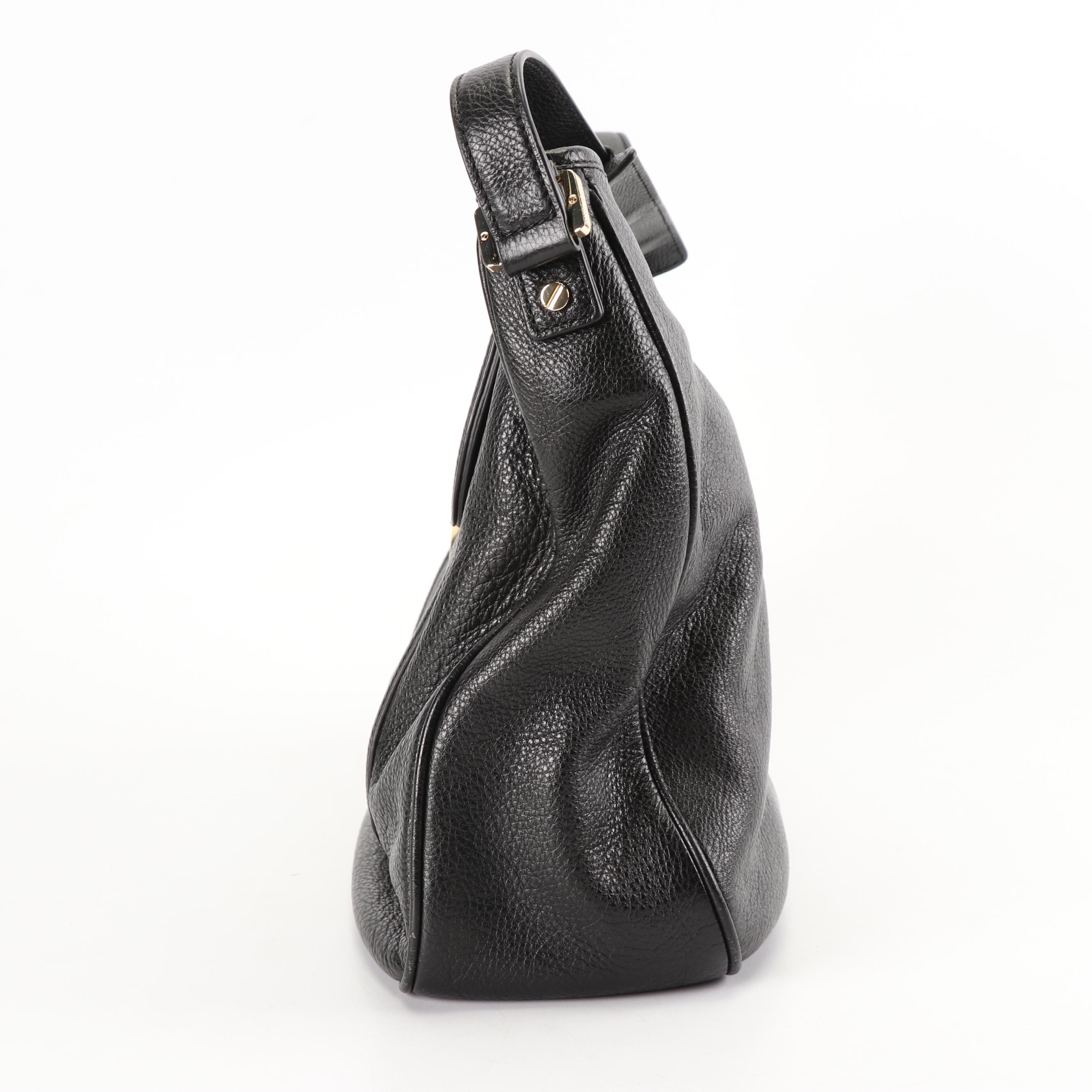 Tory Burch Amanda Black Pebbled Leather Hobo Bag