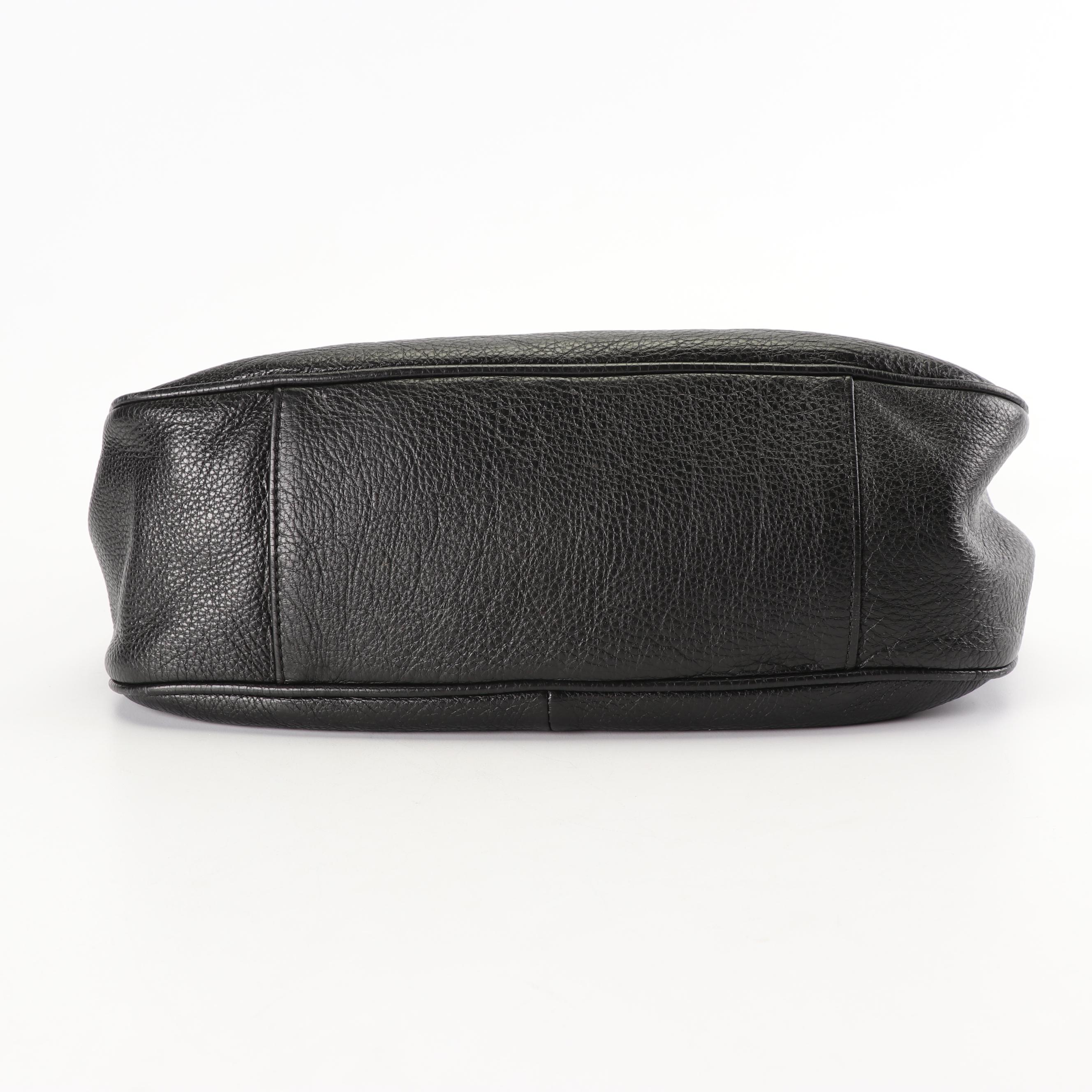 Tory Burch Amanda Black Pebbled Leather Hobo Bag