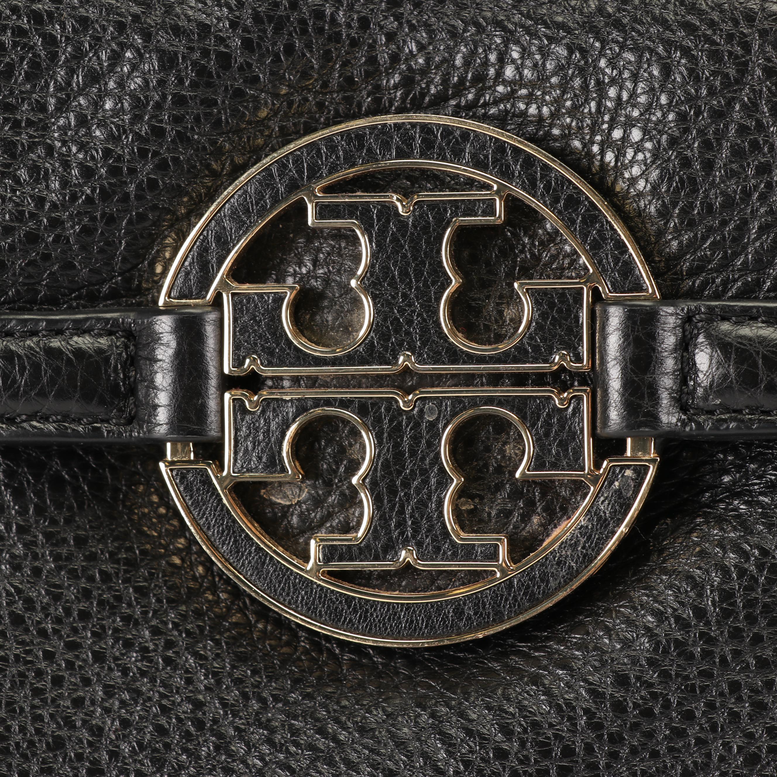 Tory Burch Amanda Black Pebbled Leather Hobo Bag