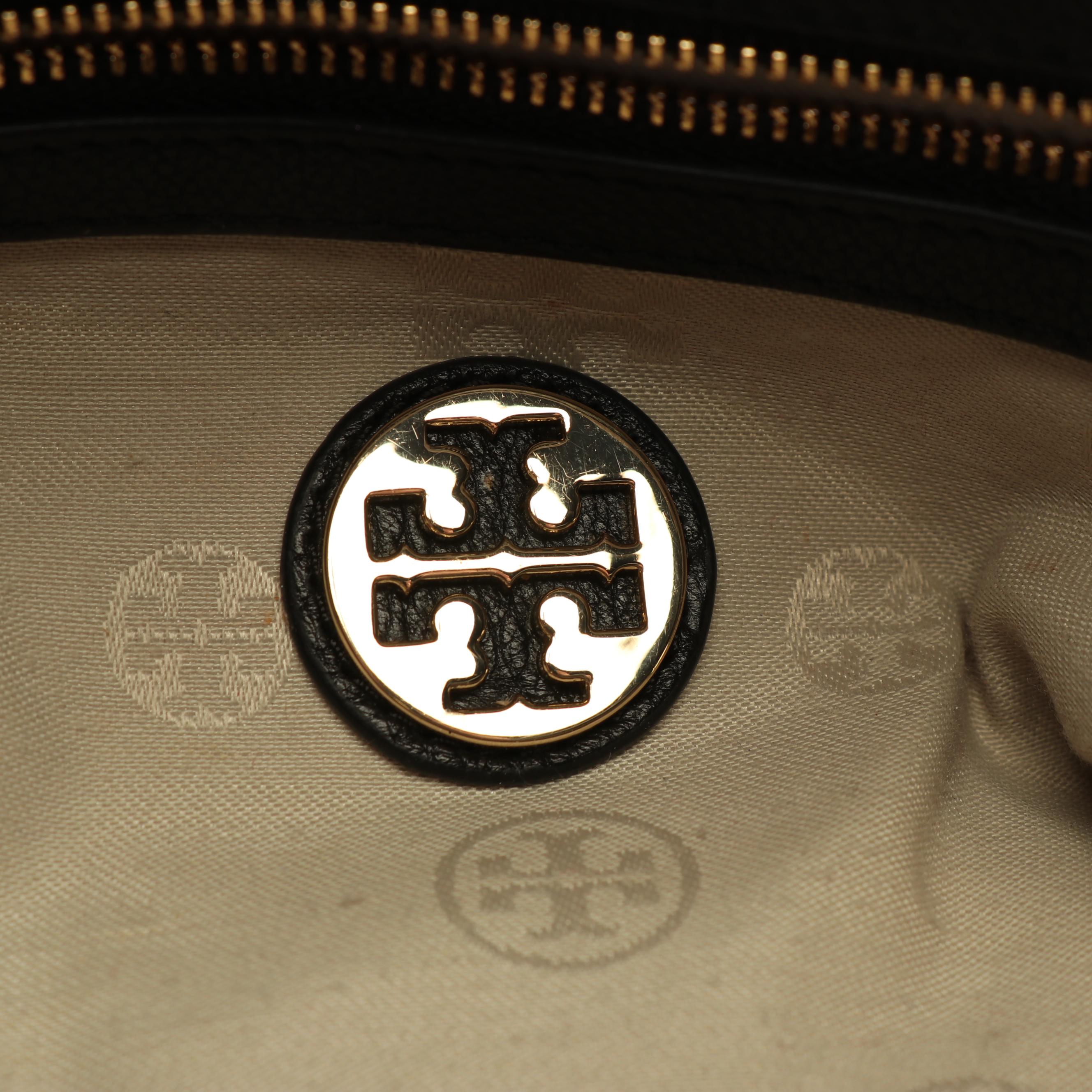 Tory Burch Amanda Black Pebbled Leather Hobo Bag