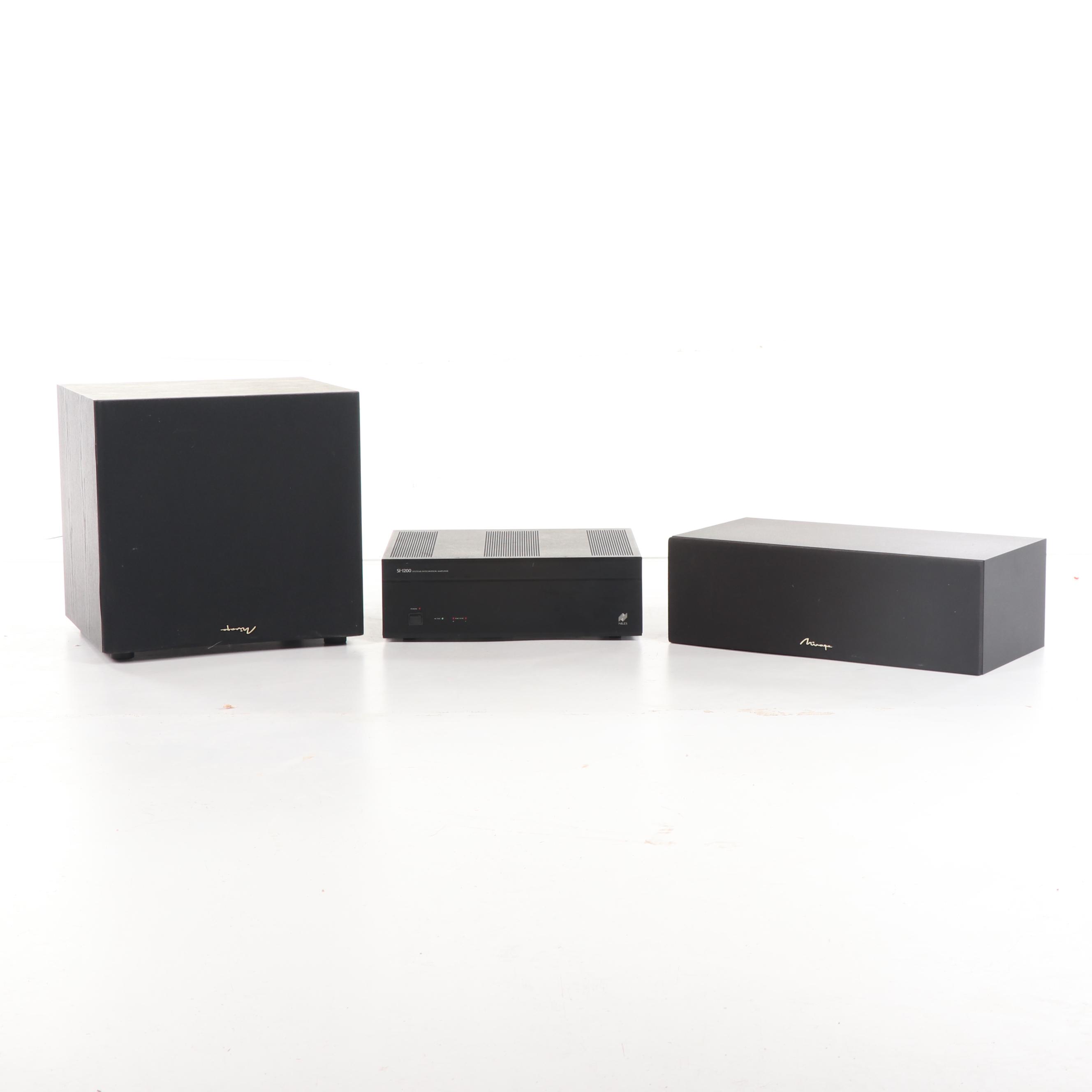 Mirage Home Theater Amplifier, Powered Subwoofer, and Speaker