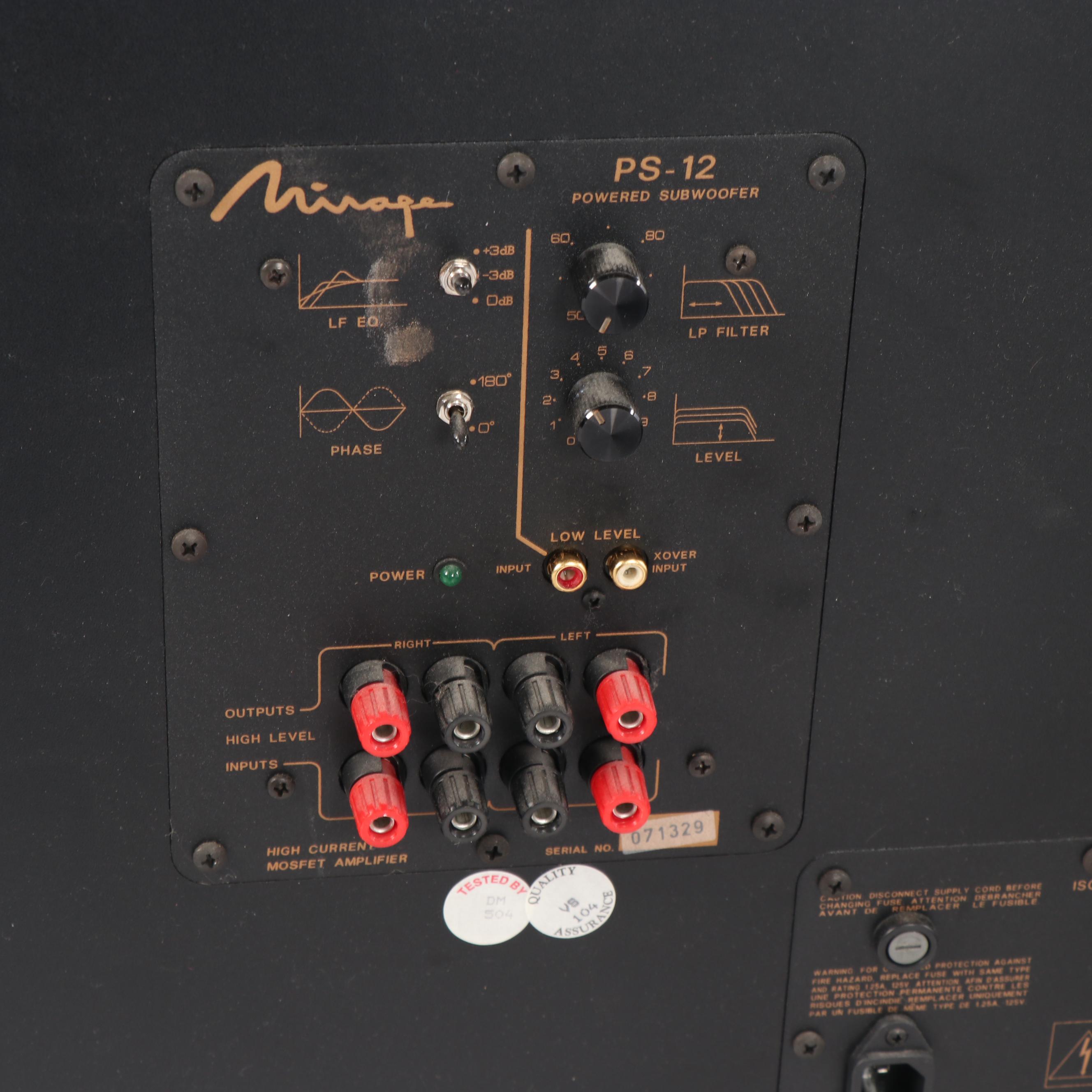 Mirage Home Theater Amplifier, Powered Subwoofer, and Speaker