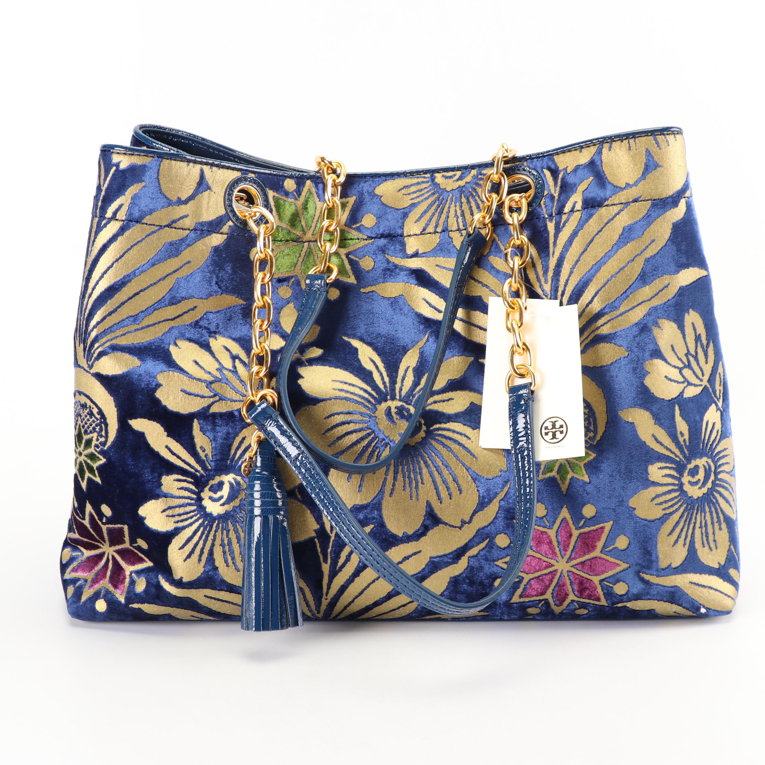 Tory Burch Velvet Cosmic Floral Tote