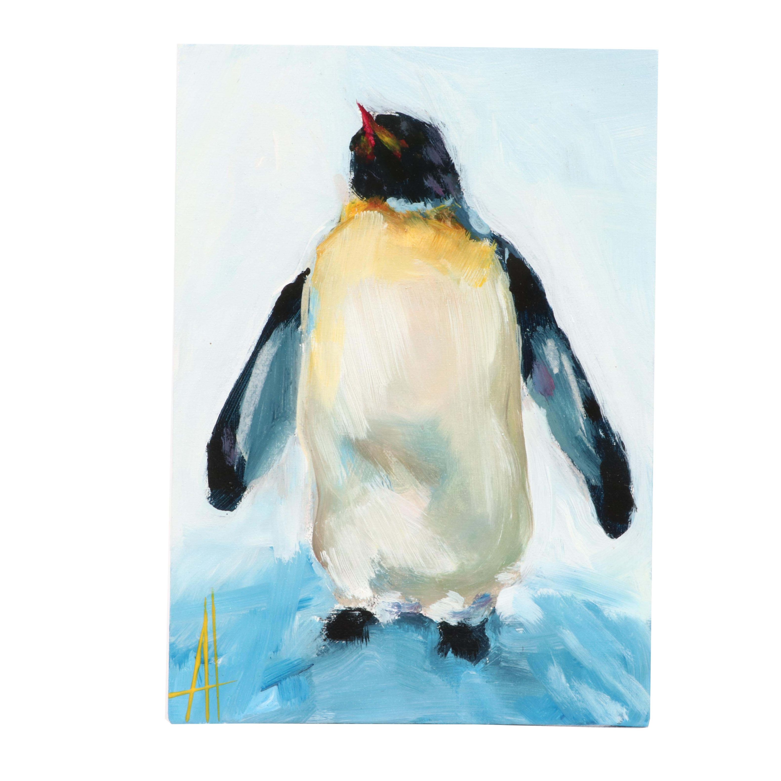 Anne Thouthip Acrylic Painting "Proud Penguin"