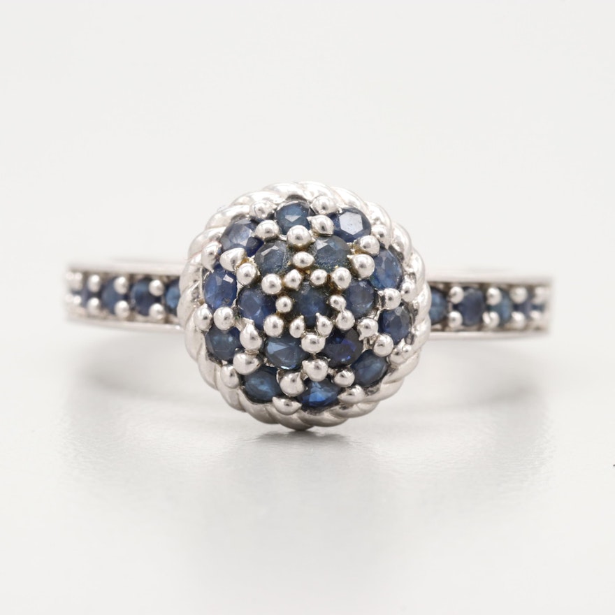 Judith Ripka Sterling Silver Blue Sapphire Ring