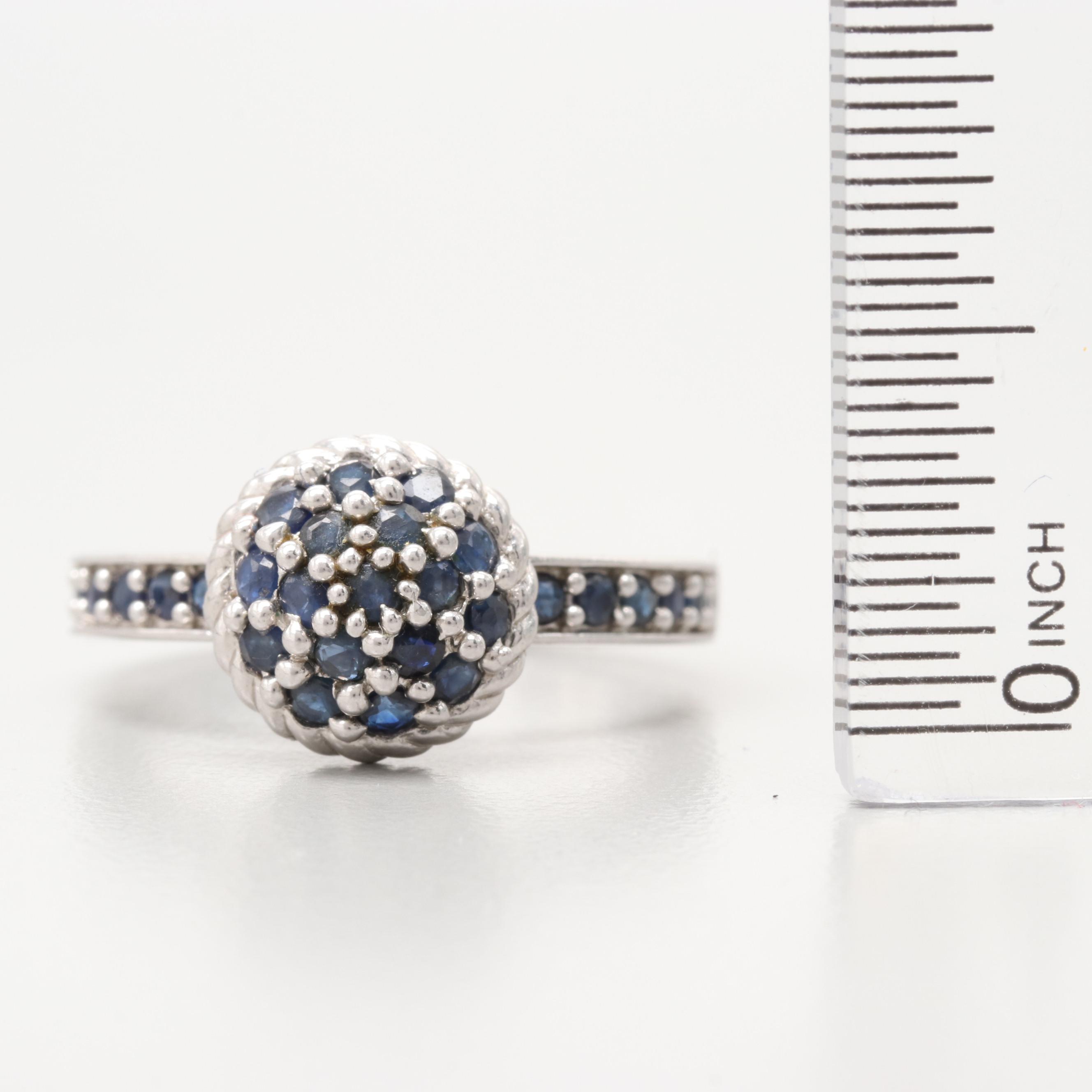 Judith Ripka Sterling Silver Blue Sapphire Ring