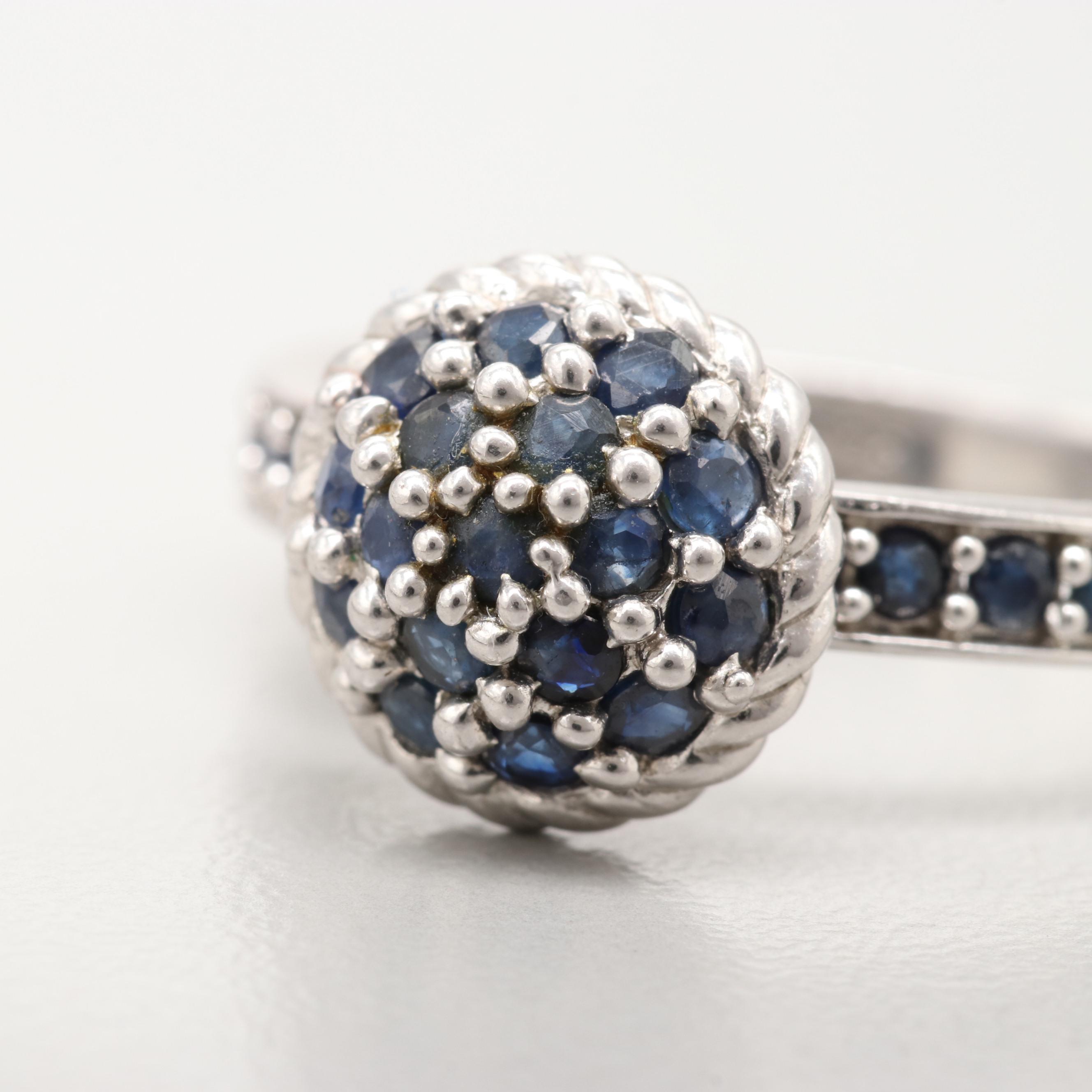 Judith Ripka Sterling Silver Blue Sapphire Ring