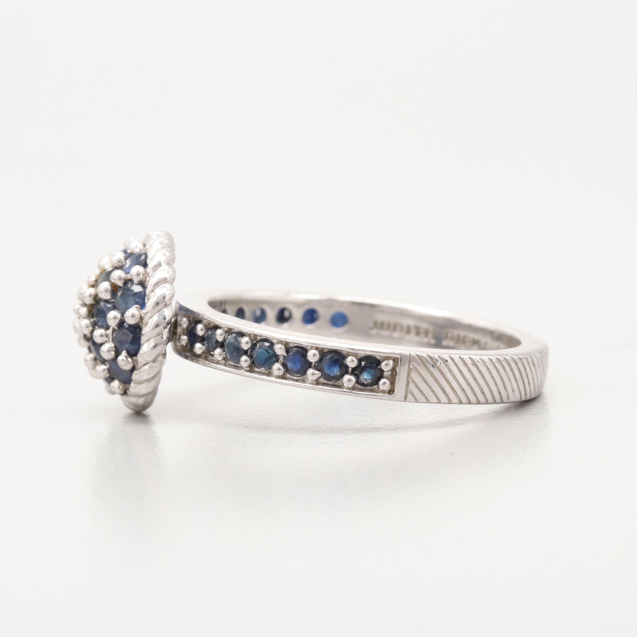 Judith Ripka Sterling Silver Blue Sapphire Ring