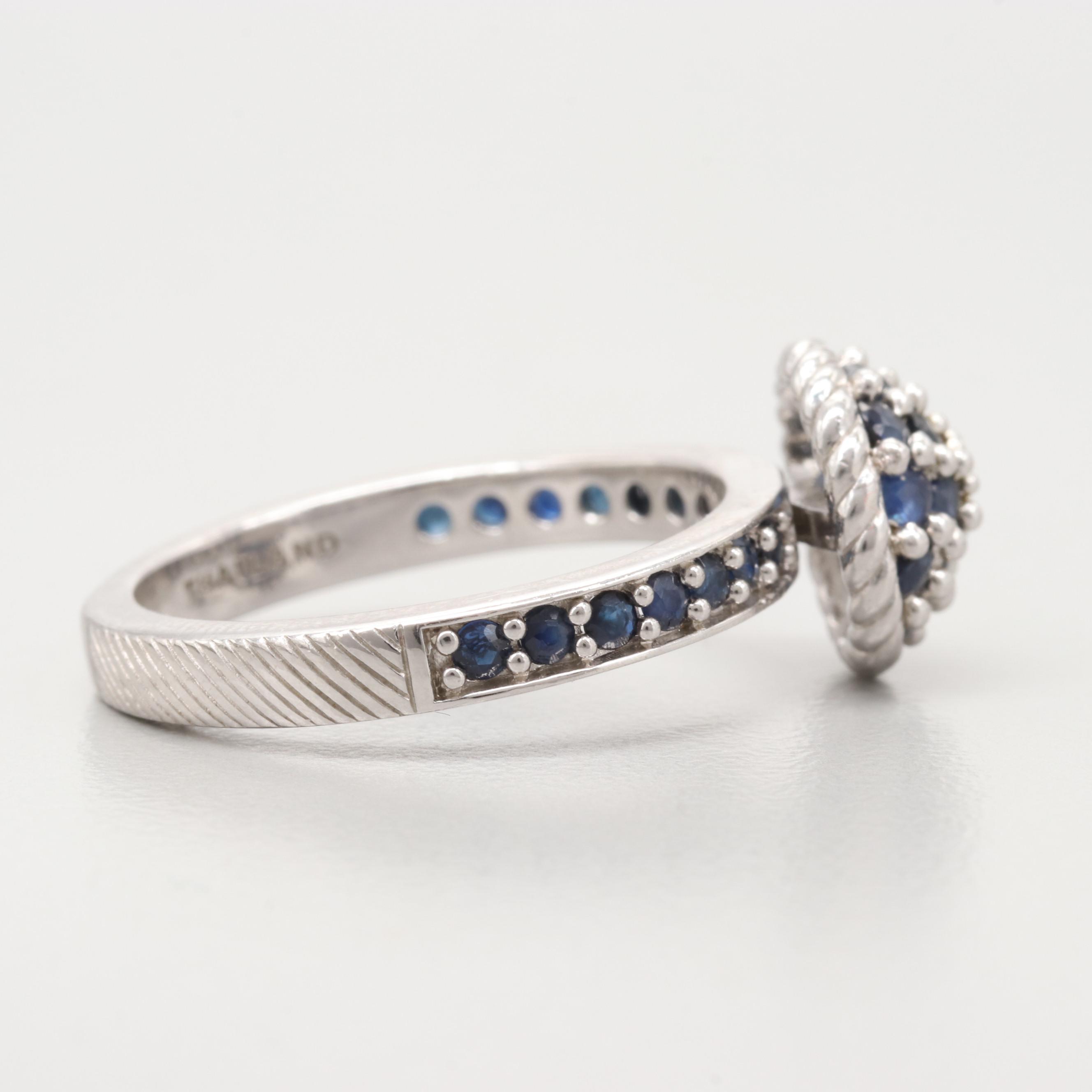 Judith Ripka Sterling Silver Blue Sapphire Ring