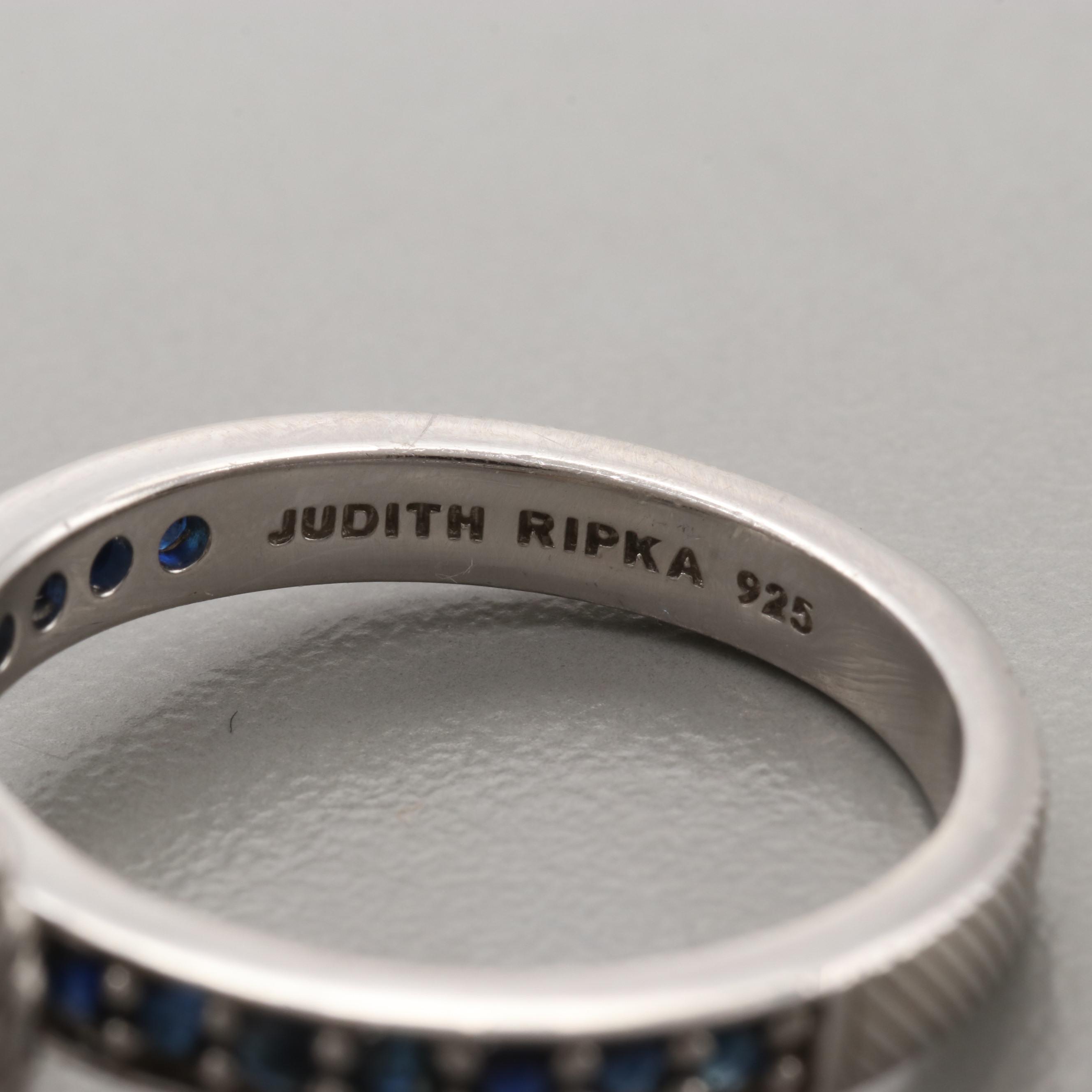 Judith Ripka Sterling Silver Blue Sapphire Ring