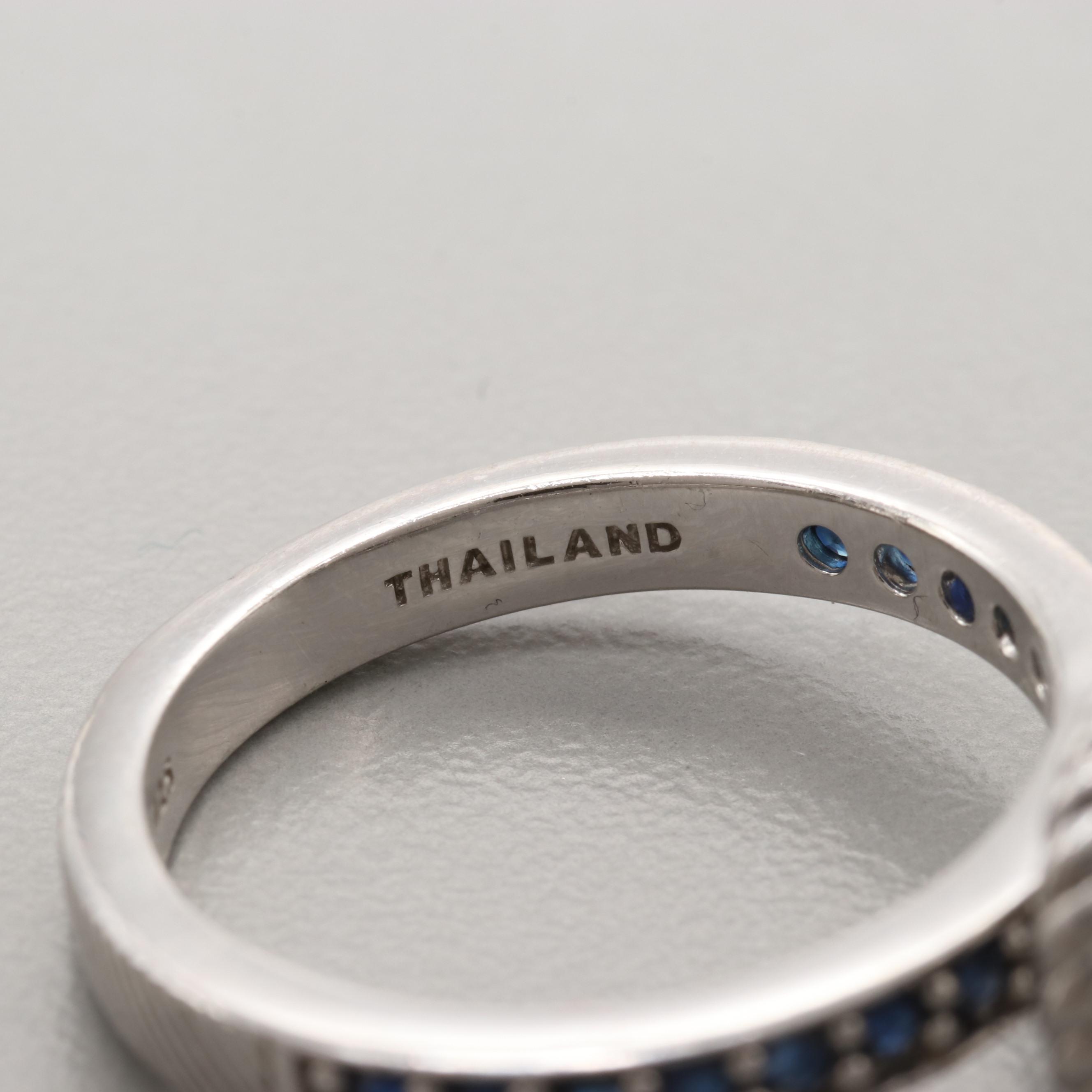 Judith Ripka Sterling Silver Blue Sapphire Ring