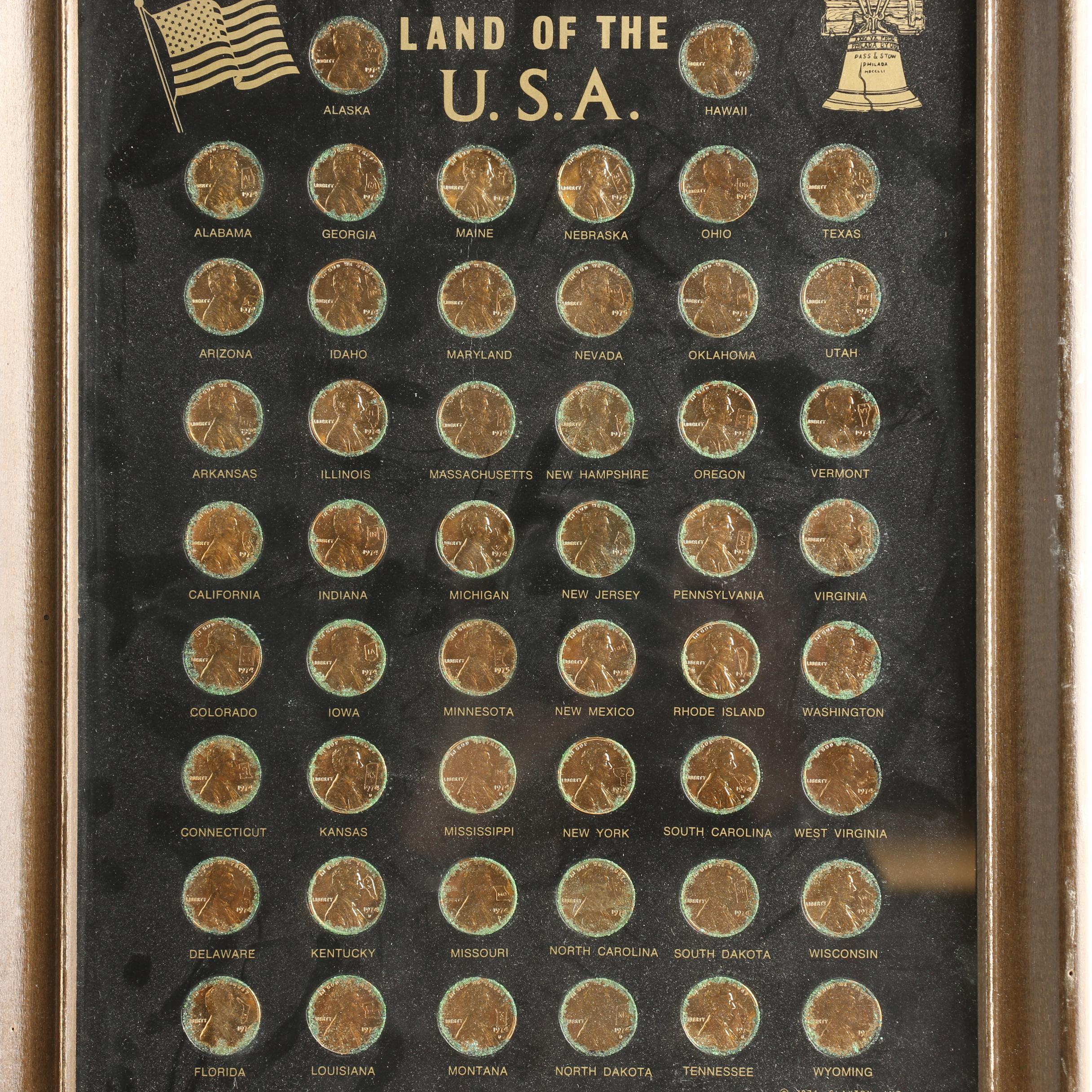 "Land of the U.S.A." Framed Presentation of Lincoln Memorial Cents