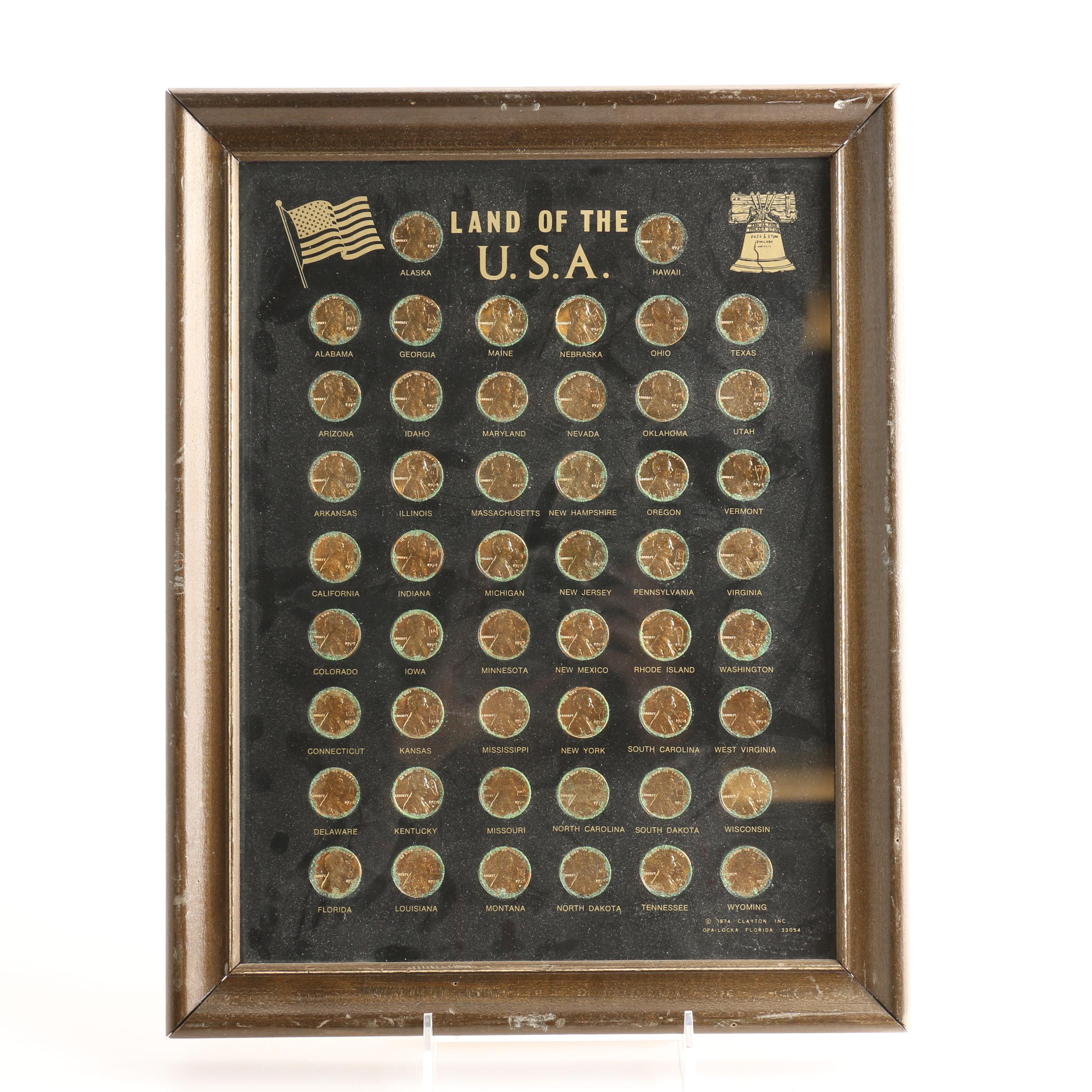 "Land of the U.S.A." Framed Presentation of Lincoln Memorial Cents