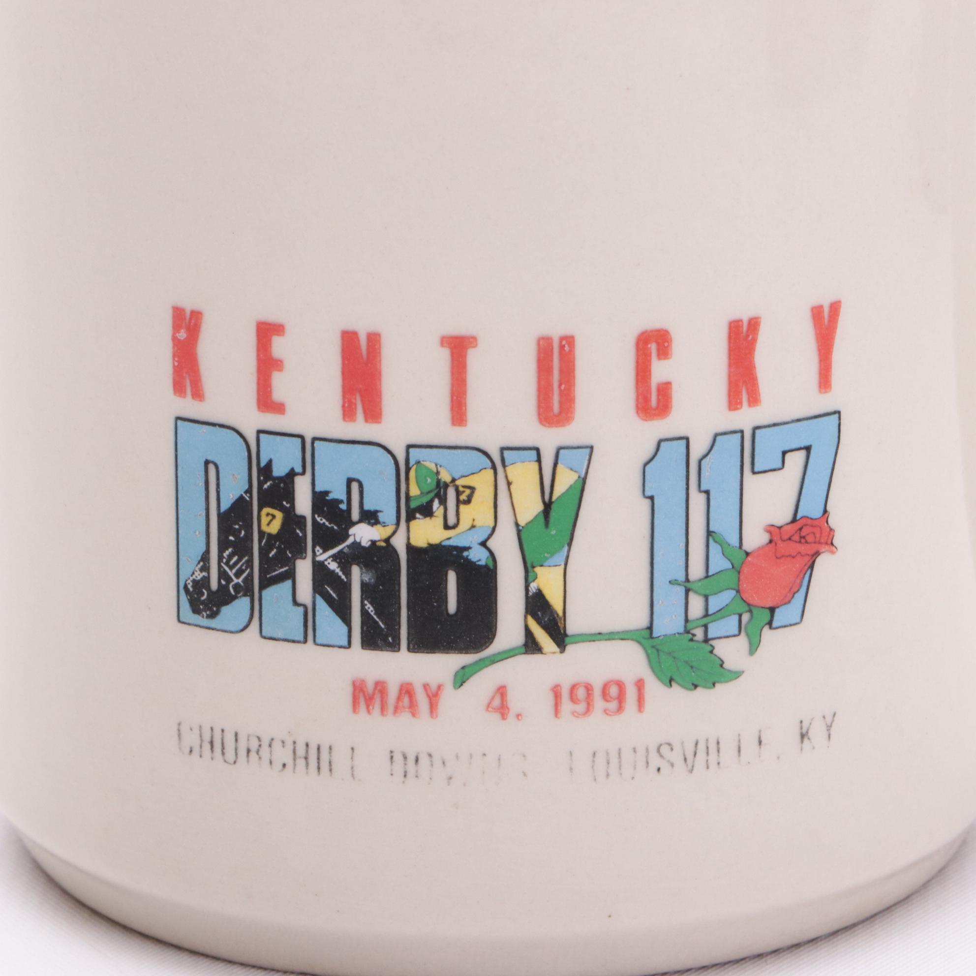 Five 1991 Kentucky Derby Logo/Slogan Ceramic Coffee Mugs