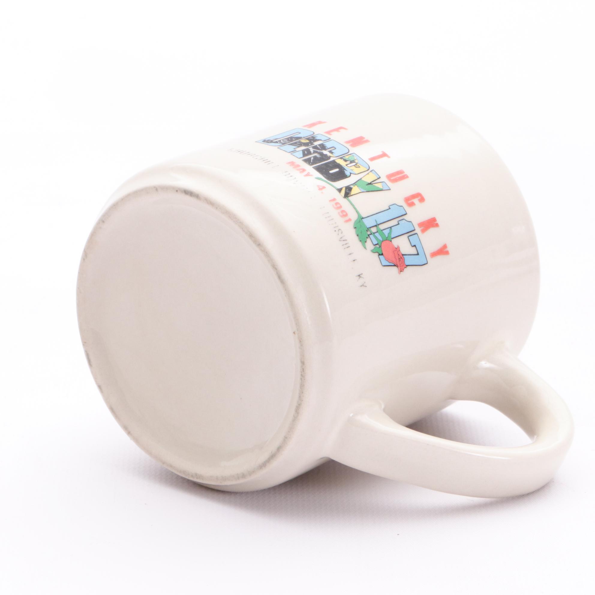 Five 1991 Kentucky Derby Logo/Slogan Ceramic Coffee Mugs