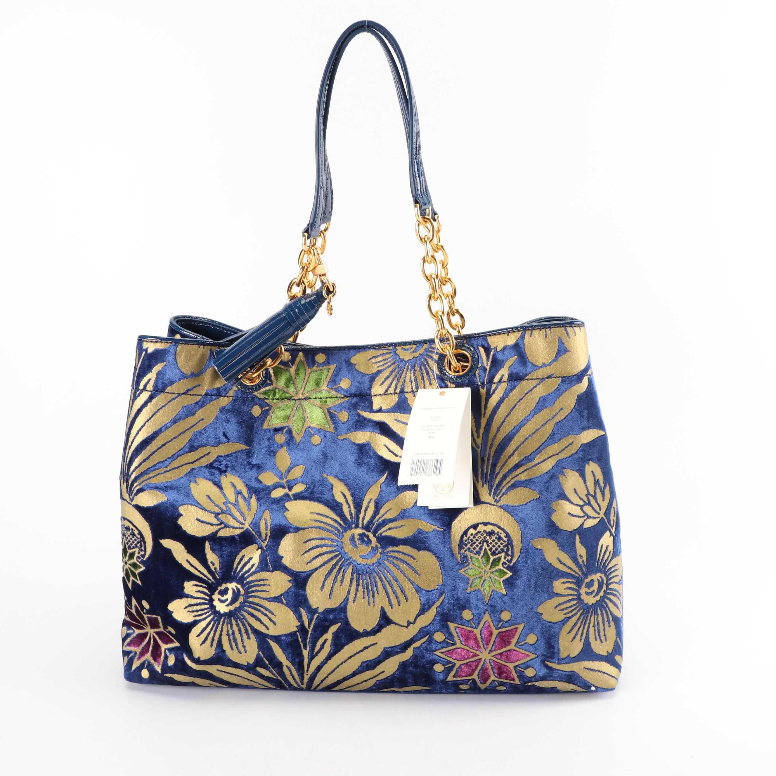 Tory Burch Velvet Cosmic Floral Tote