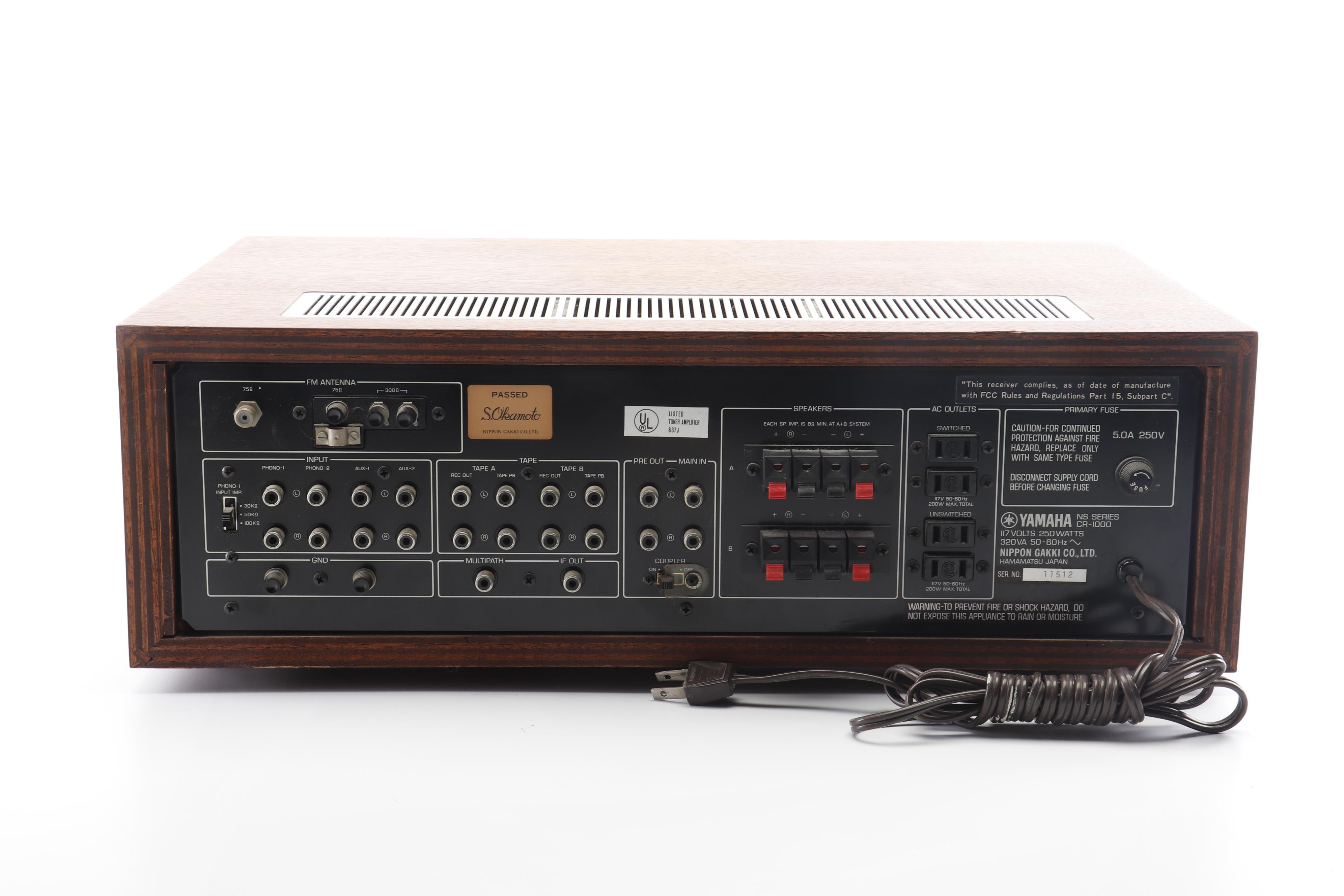 Yamaha CR-1000 Natural Sound AM/FM Stereo Receiver, Mid-1970s