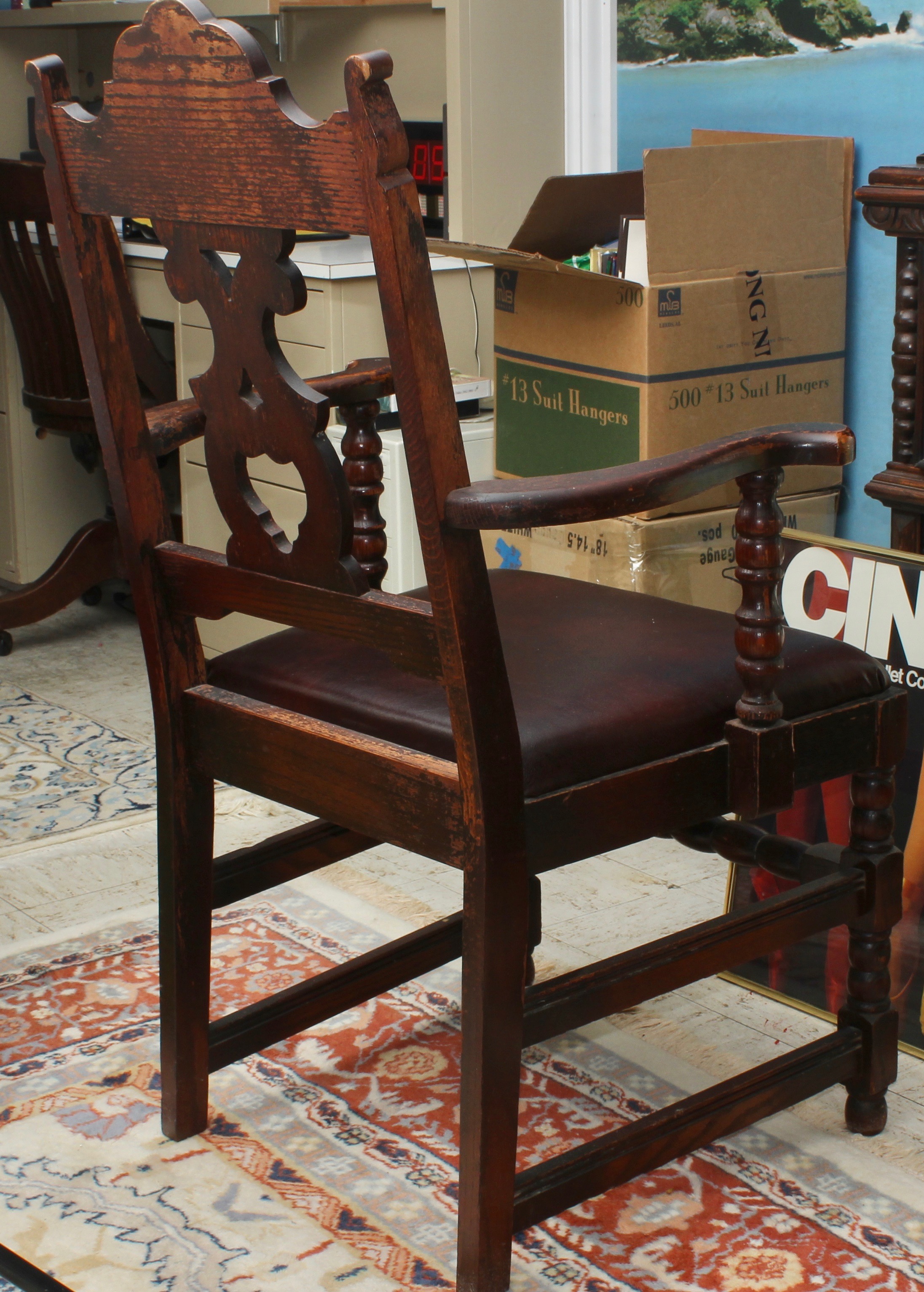 Vintage Mediterranean Style Mahogany Dining Table and Chairs