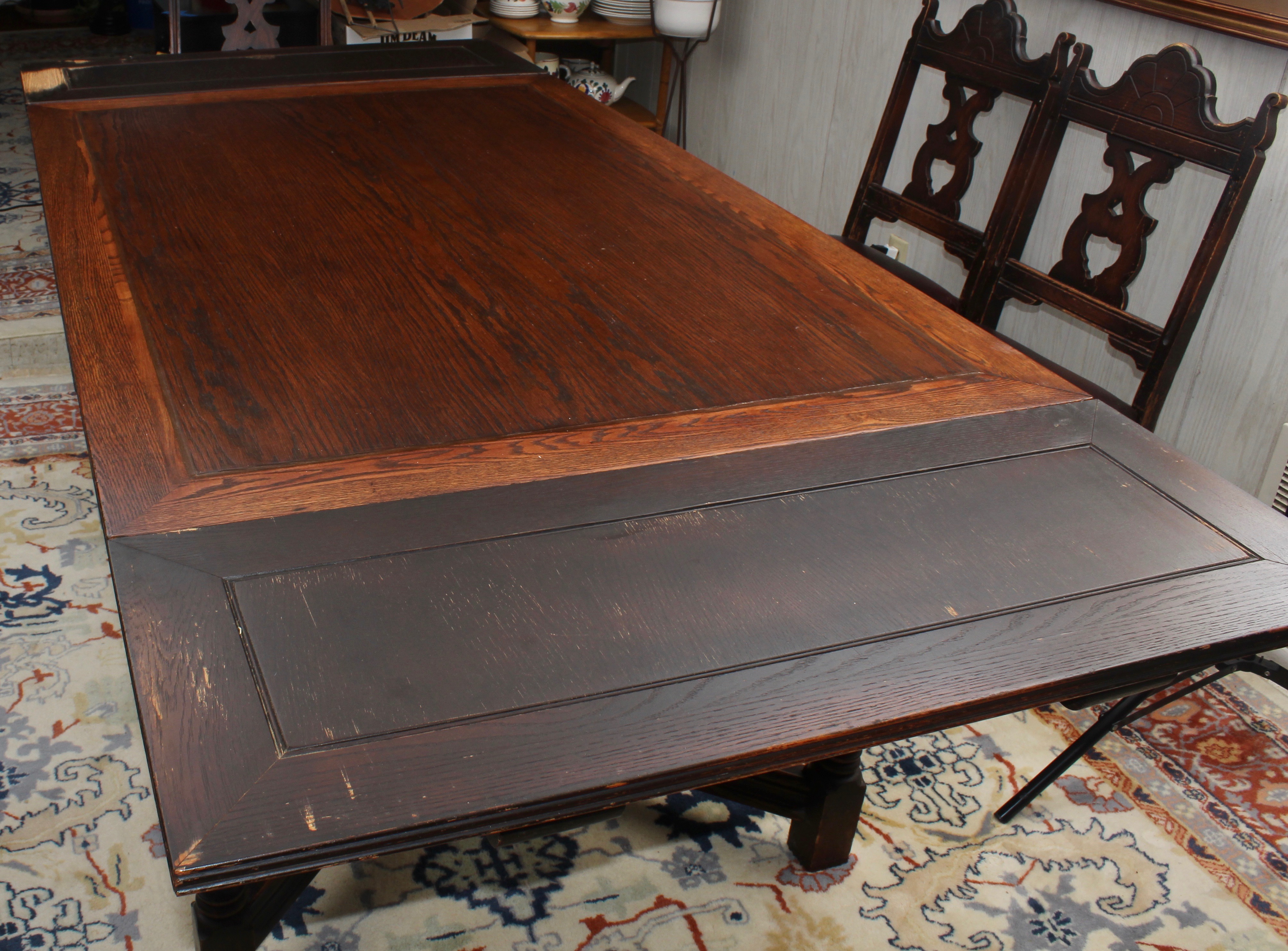Vintage Mediterranean Style Mahogany Dining Table and Chairs