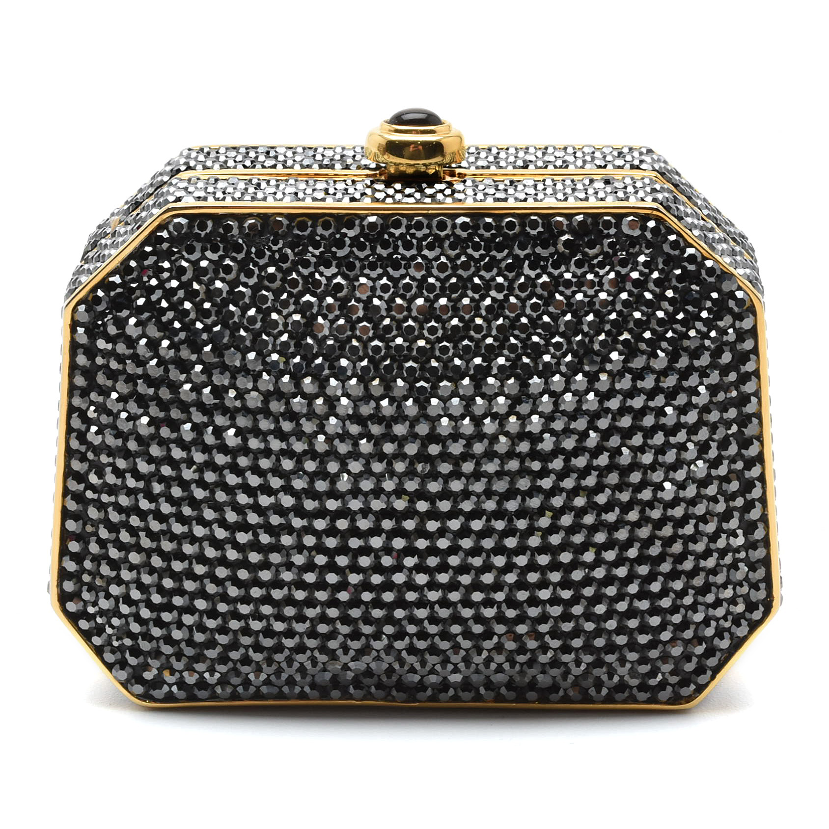 Judith Leiber Black Swarovski Crystal Minaudière Evening Bag with Accoutrements