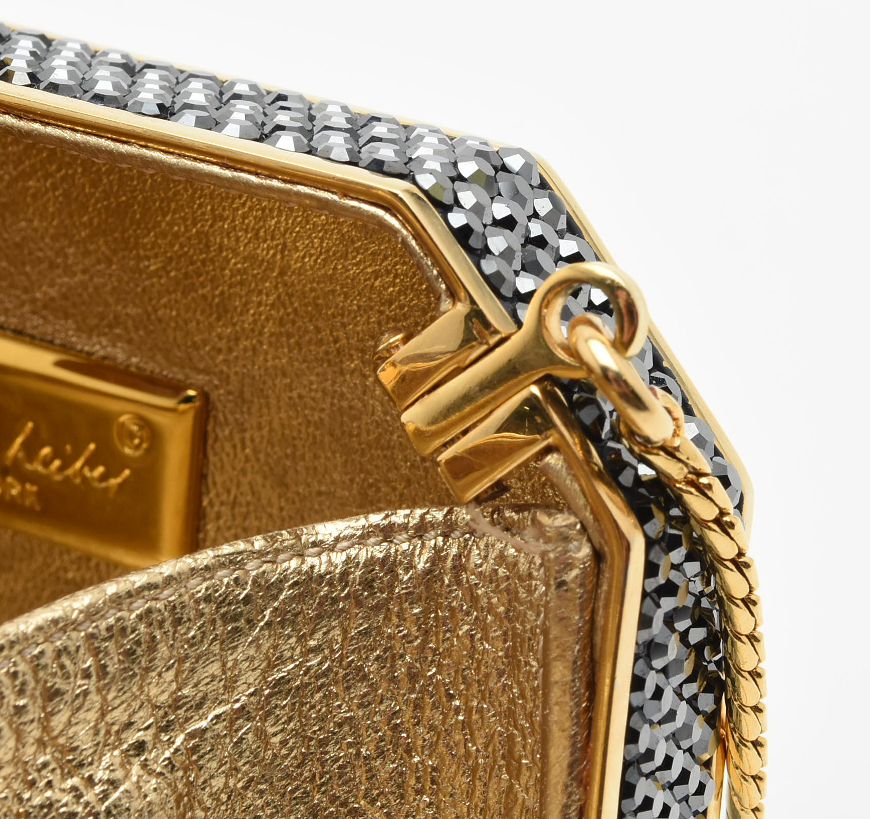 Judith Leiber Black Swarovski Crystal Minaudière Evening Bag with Accoutrements