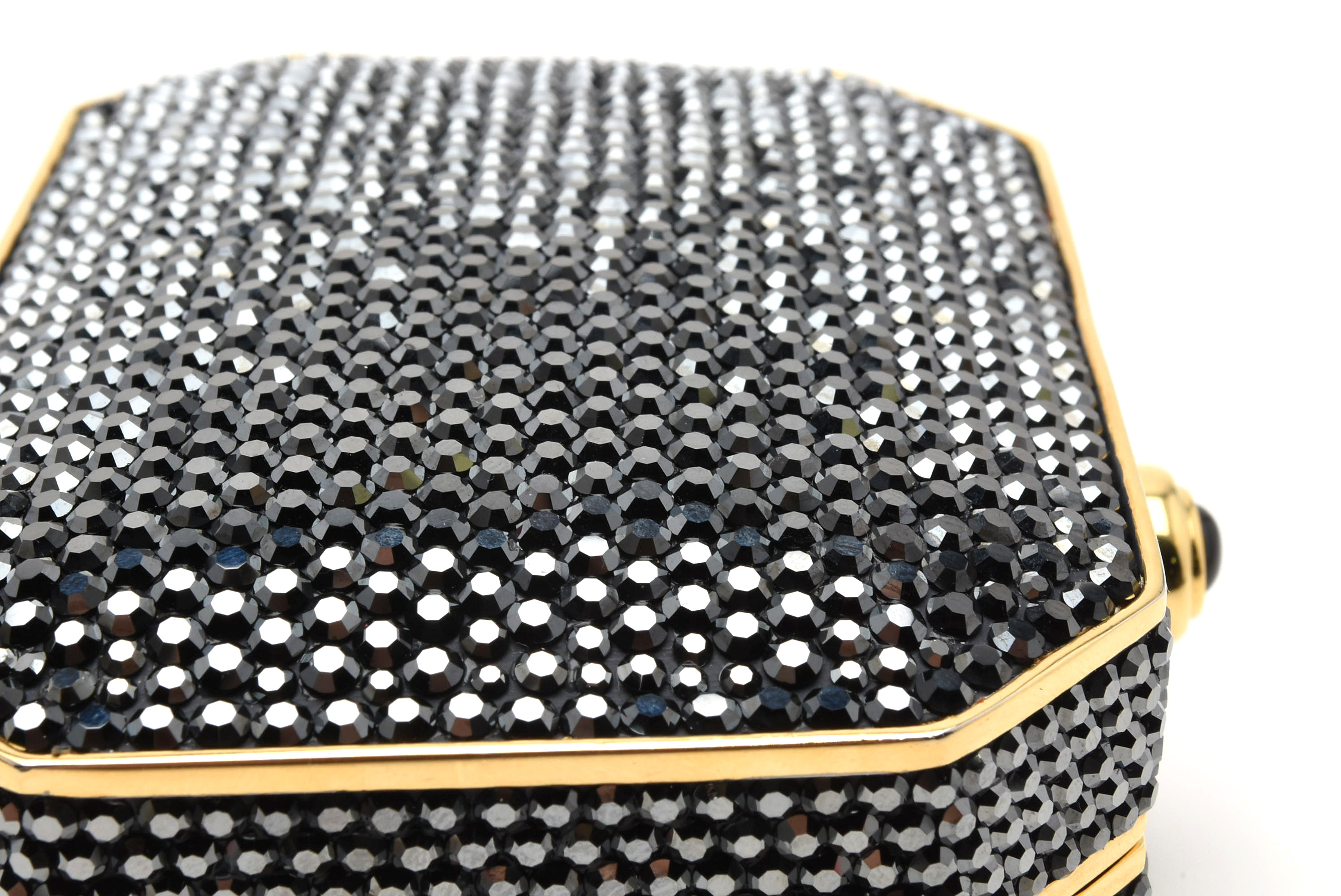 Judith Leiber Black Swarovski Crystal Minaudière Evening Bag with Accoutrements