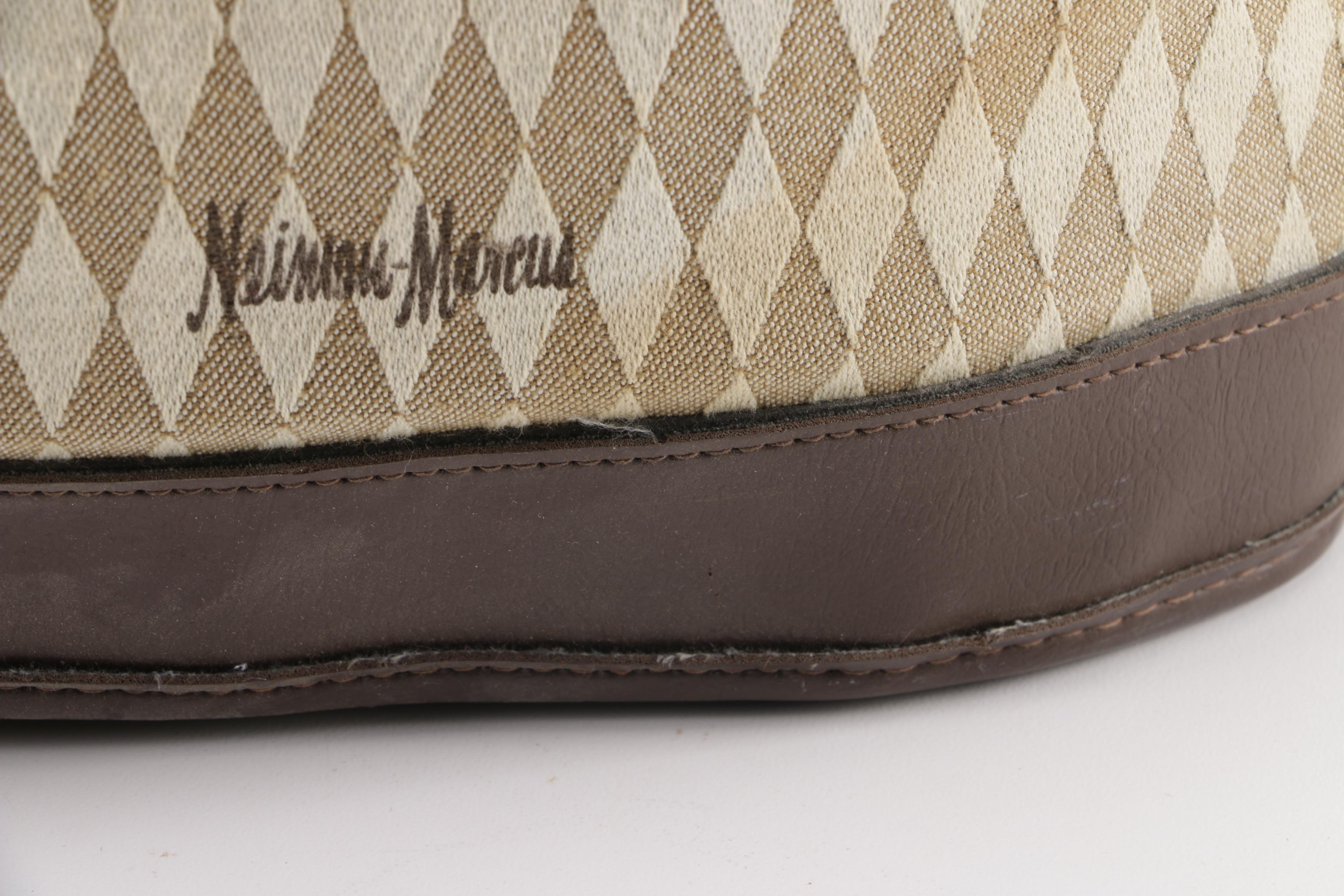 1960s Vintage Neiman Marcus Harlequin Print Tote and Luggage Set