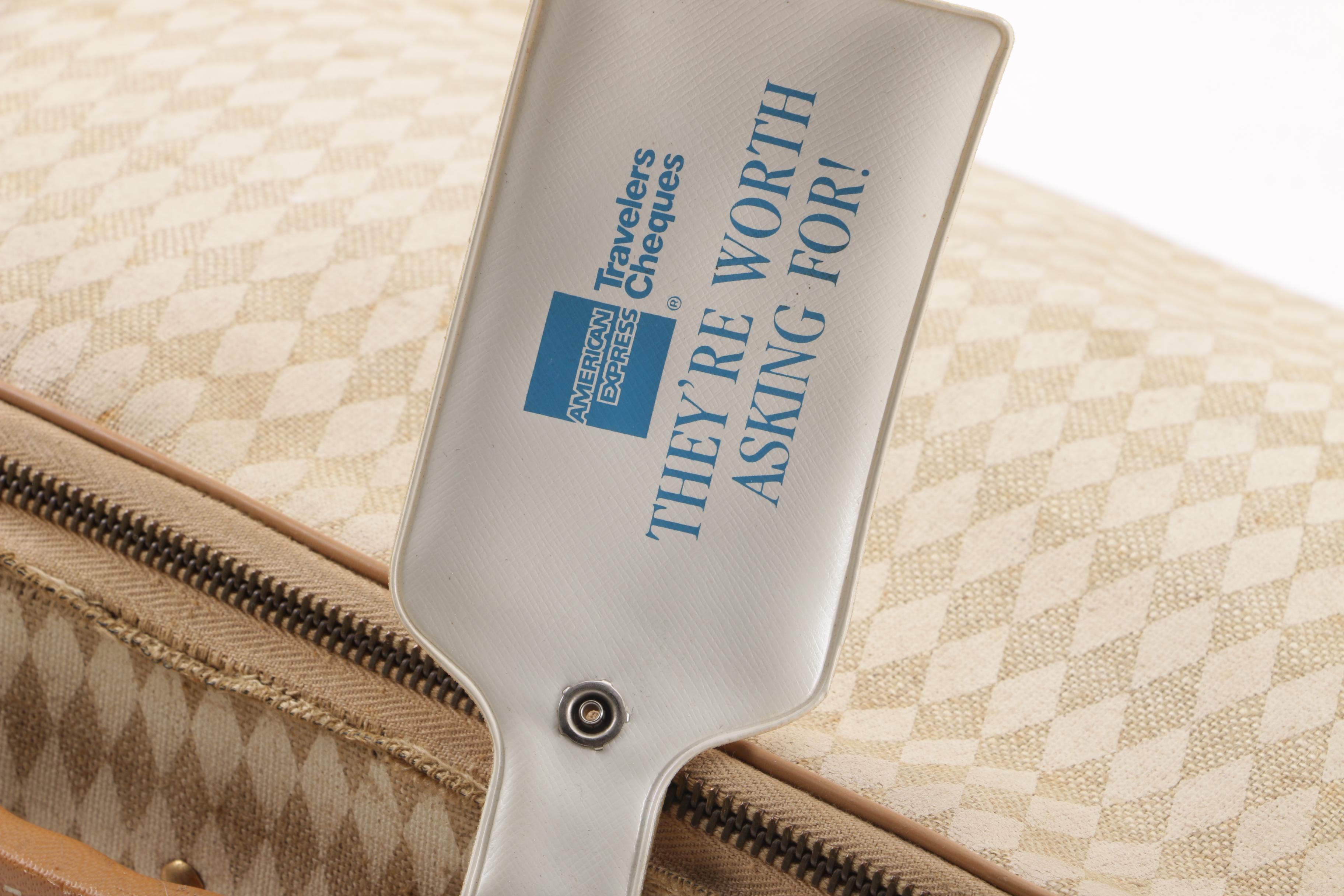 1960s Vintage Neiman Marcus Harlequin Print Tote and Luggage Set