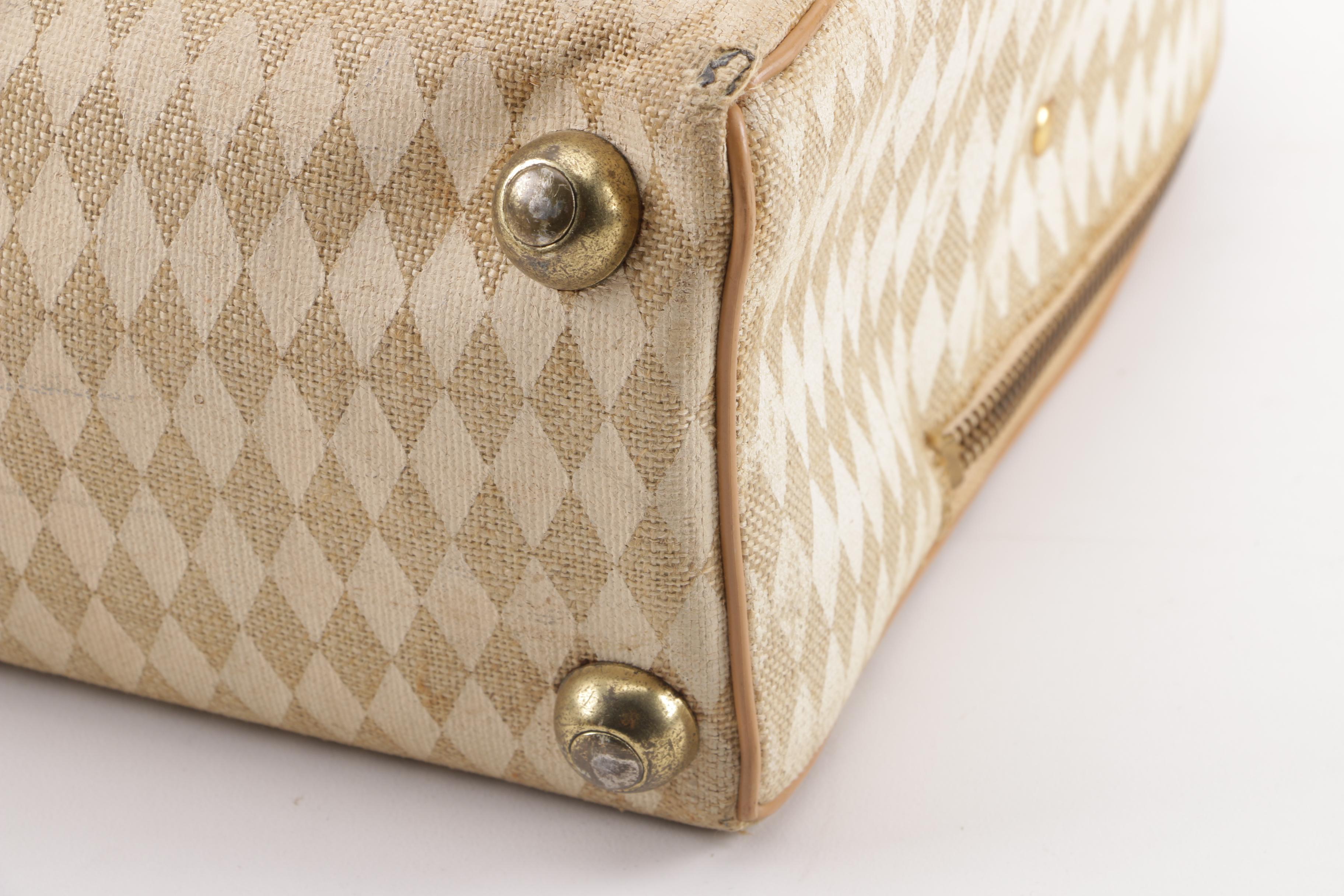 1960s Vintage Neiman Marcus Harlequin Print Tote and Luggage Set