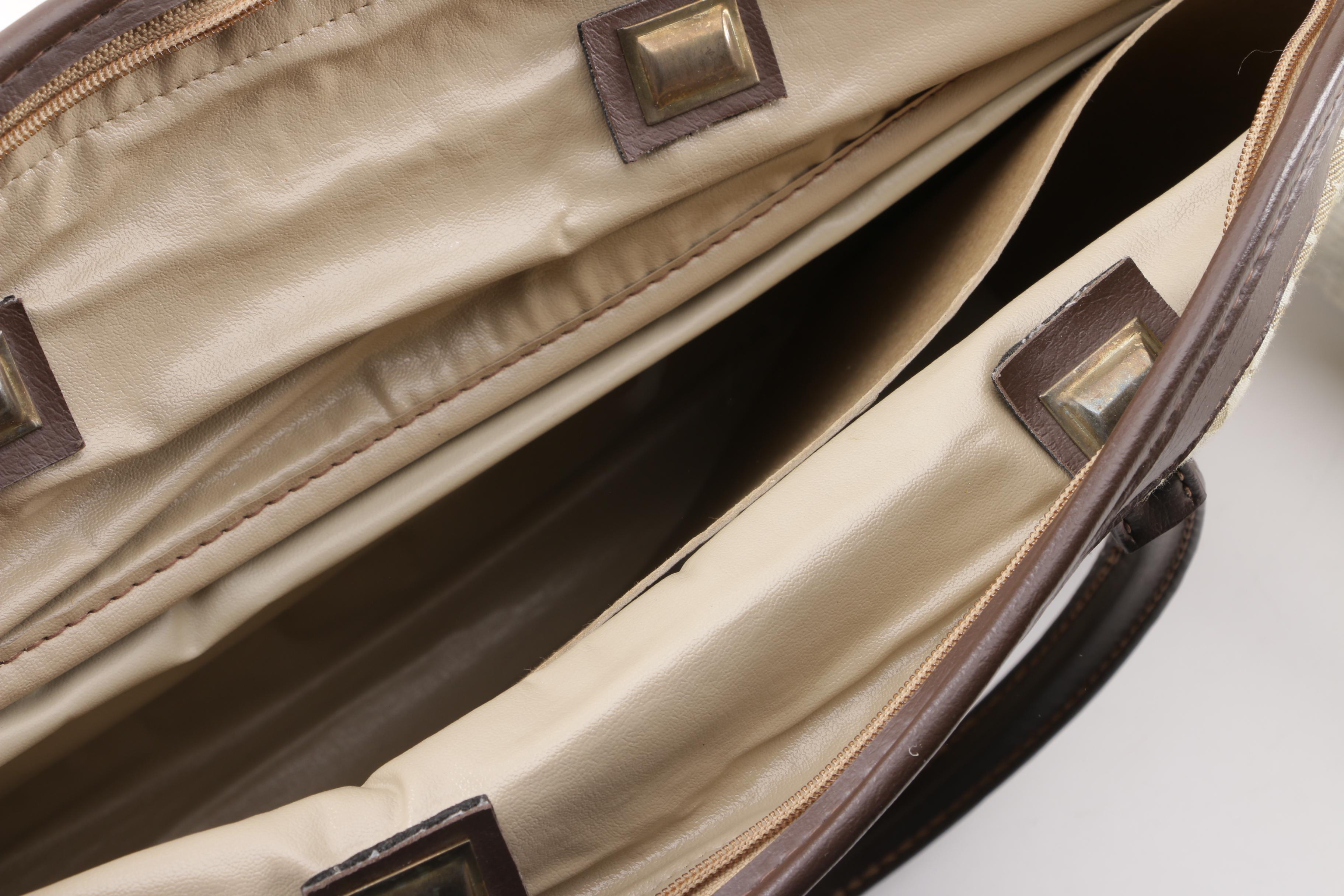 1960s Vintage Neiman Marcus Harlequin Print Tote and Luggage Set