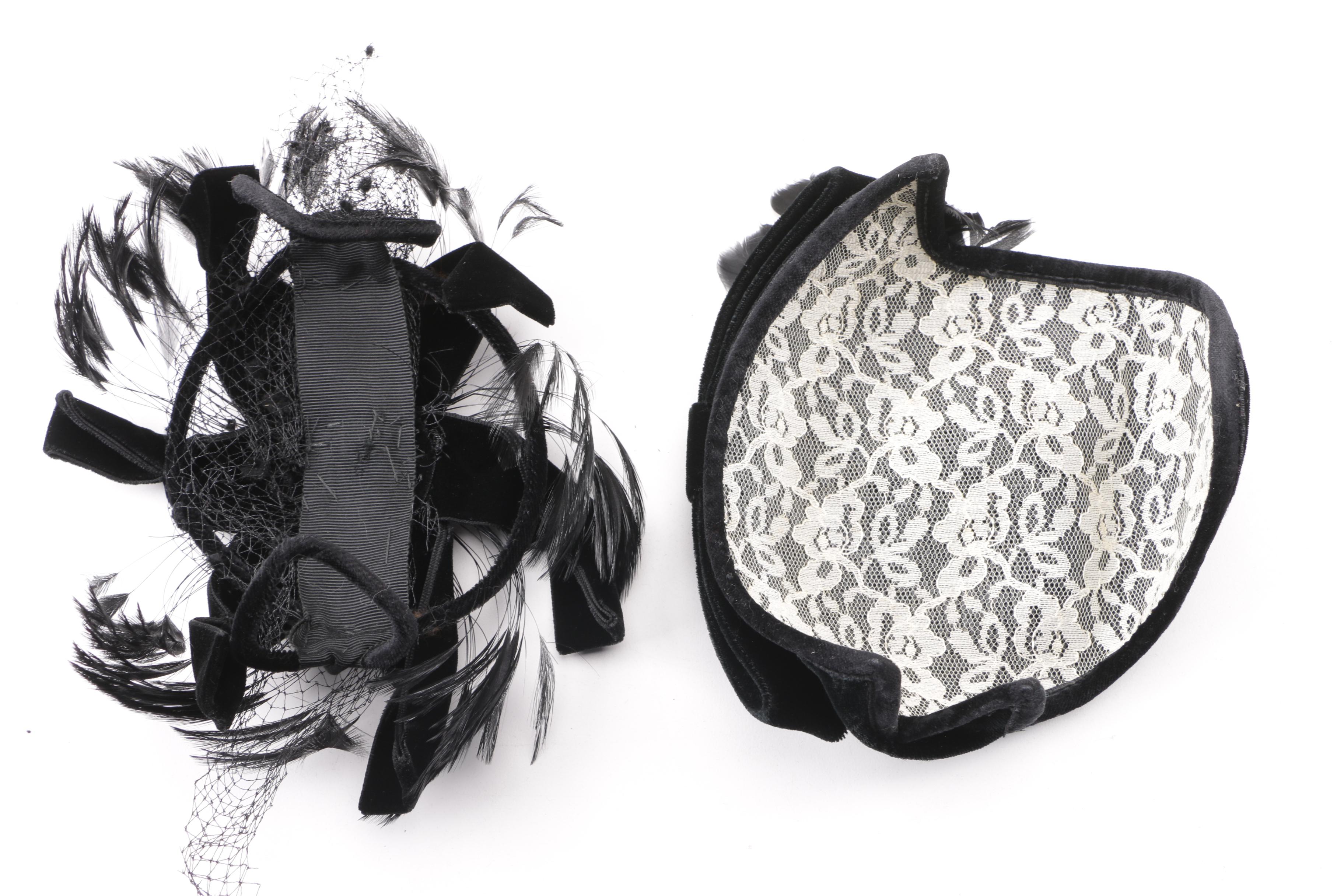 Vintage 1950s Sigma, Foley's, Neiman Marcus, Black Velvet and Fur Felt Hats