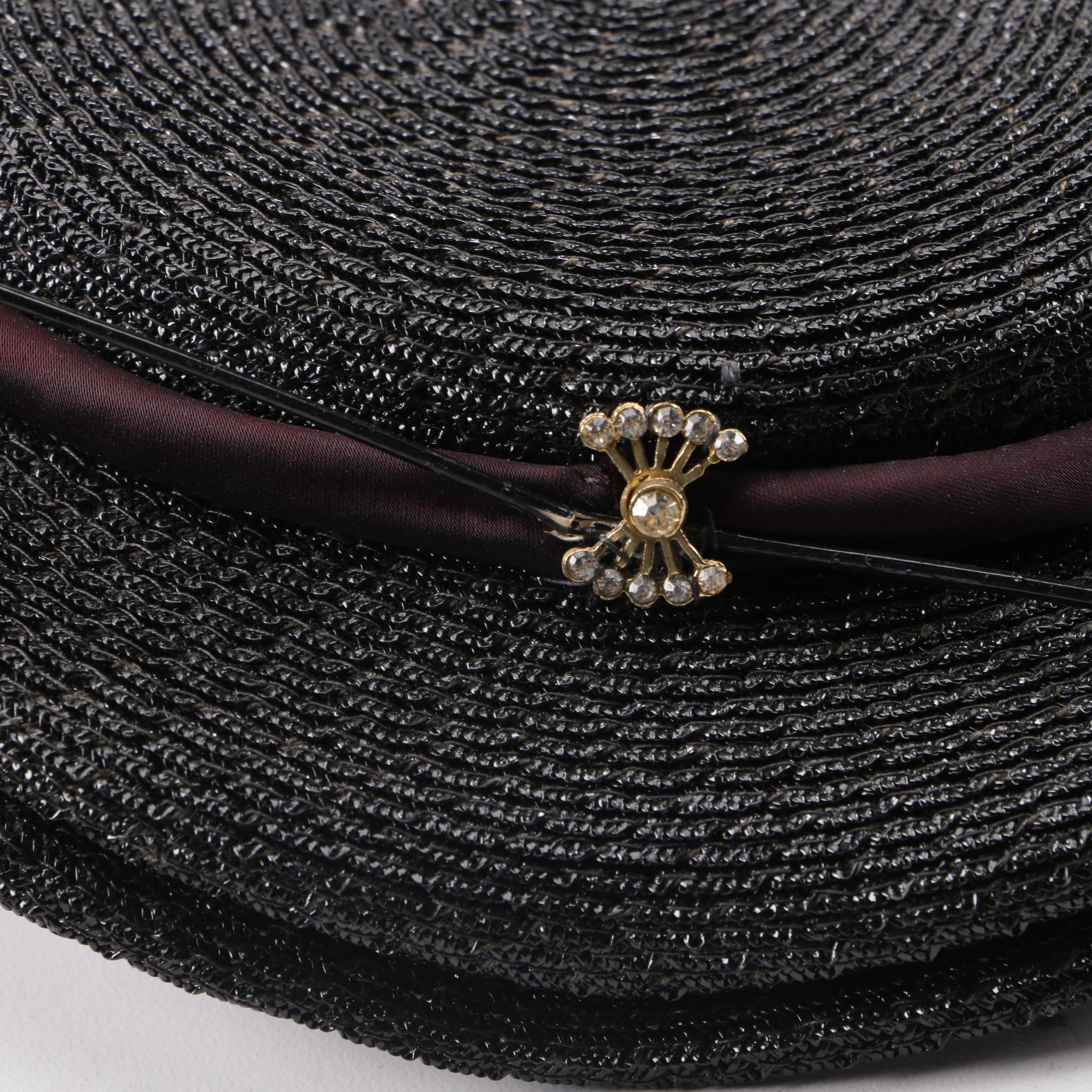 Vintage 1950s Sigma, Foley's, Neiman Marcus, Black Velvet and Fur Felt Hats