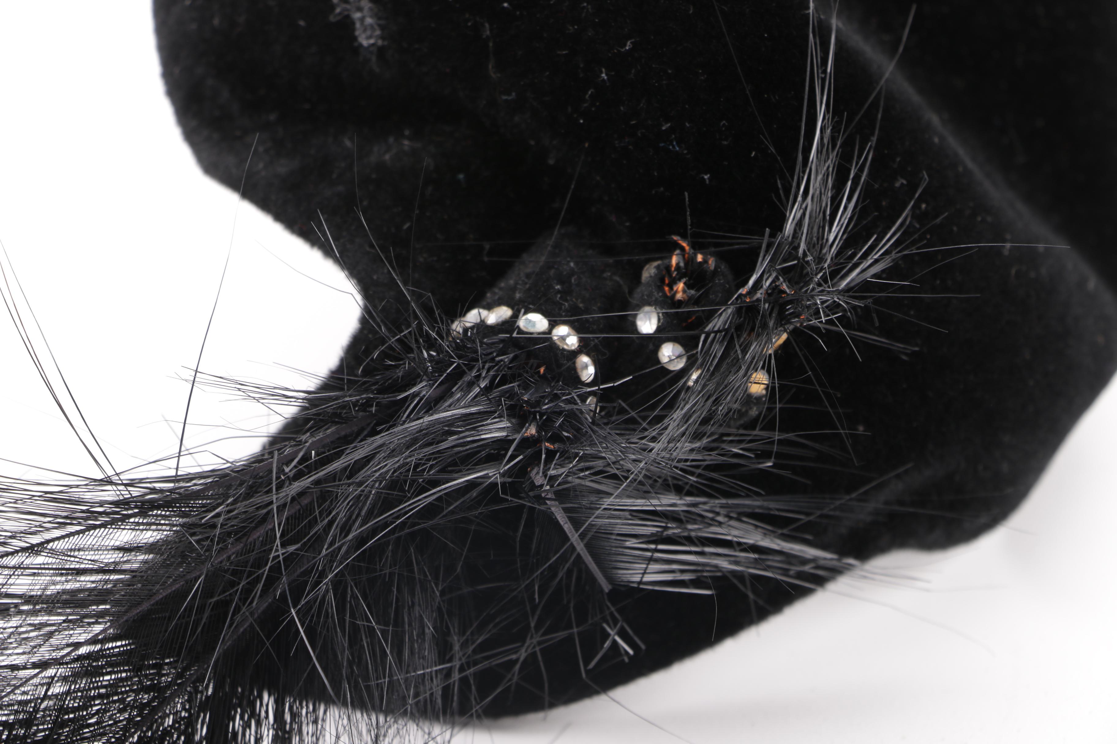 Vintage 1950s Sigma, Foley's, Neiman Marcus, Black Velvet and Fur Felt Hats