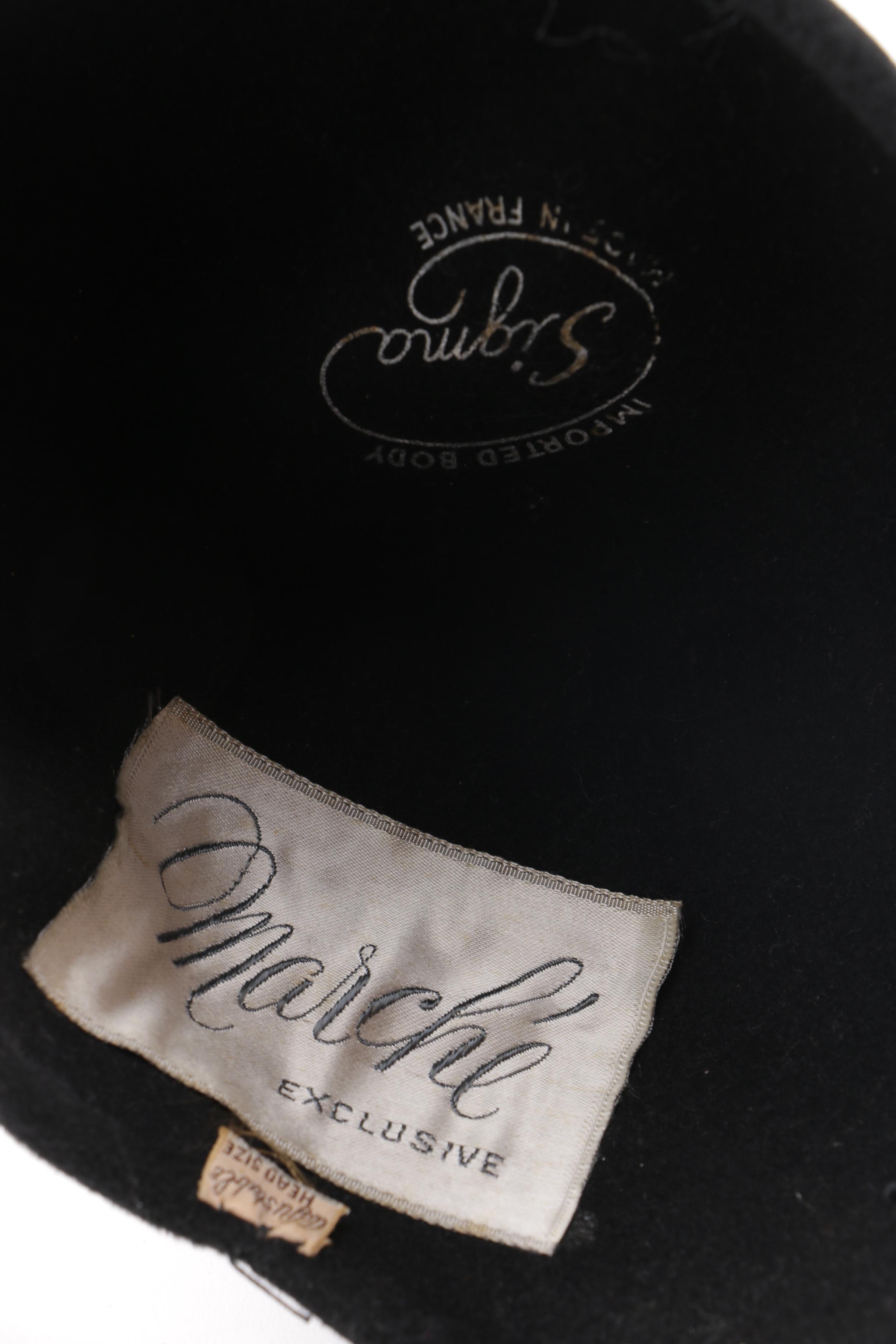 Vintage 1950s Sigma, Foley's, Neiman Marcus, Black Velvet and Fur Felt Hats