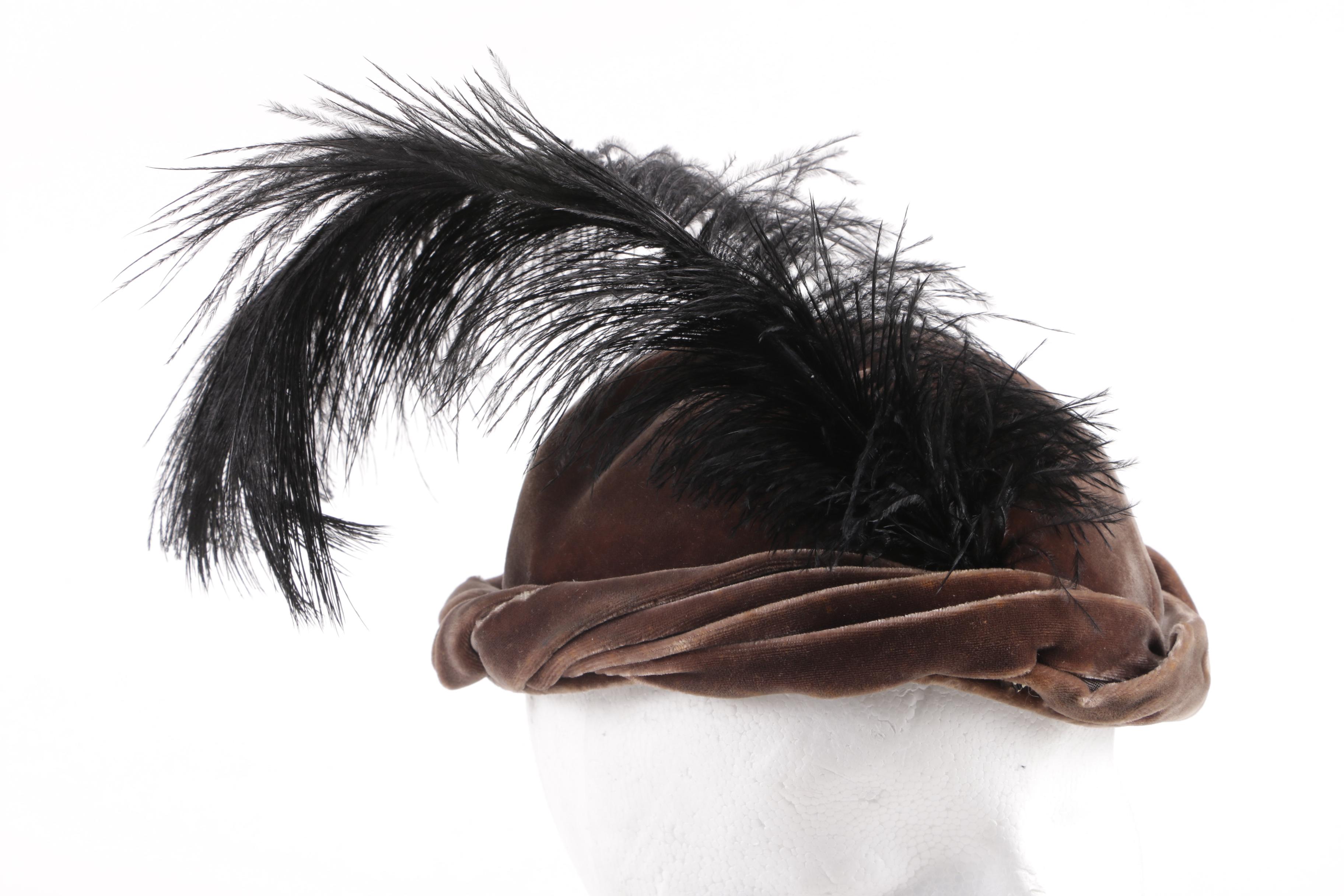 1950s Velvet and Feather Evening Hats Including Ostrich and Hat Box