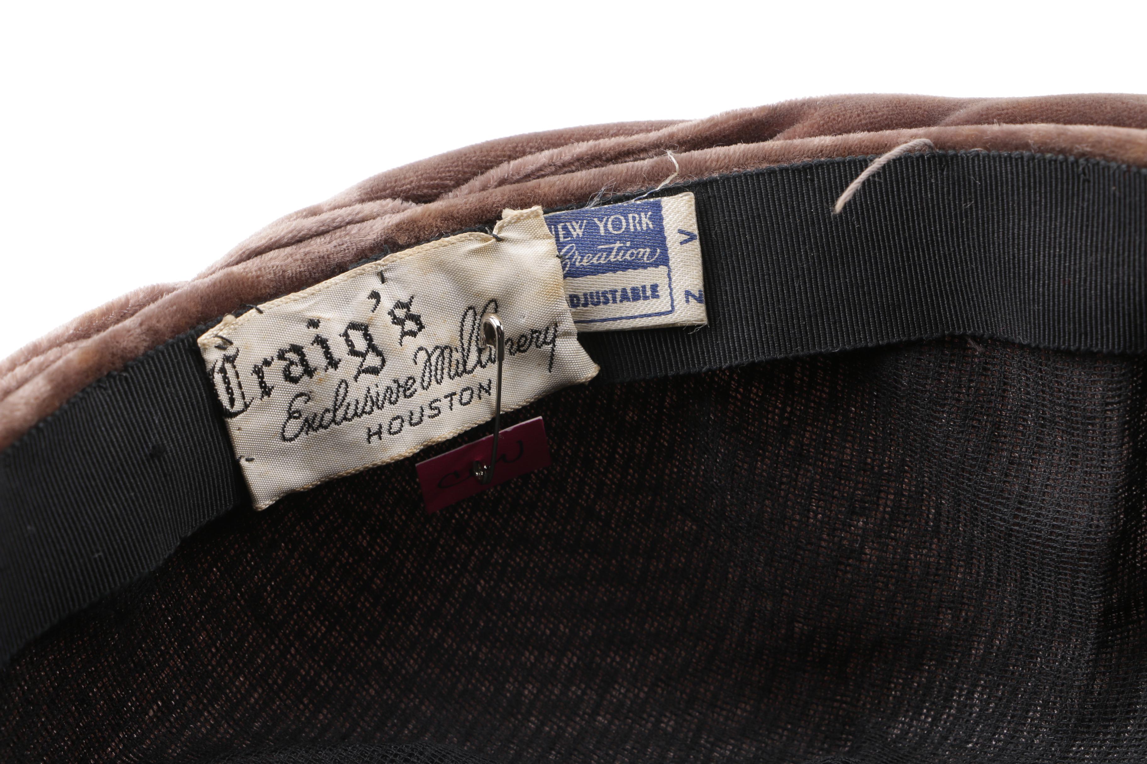 1950s Velvet and Feather Evening Hats Including Ostrich and Hat Box