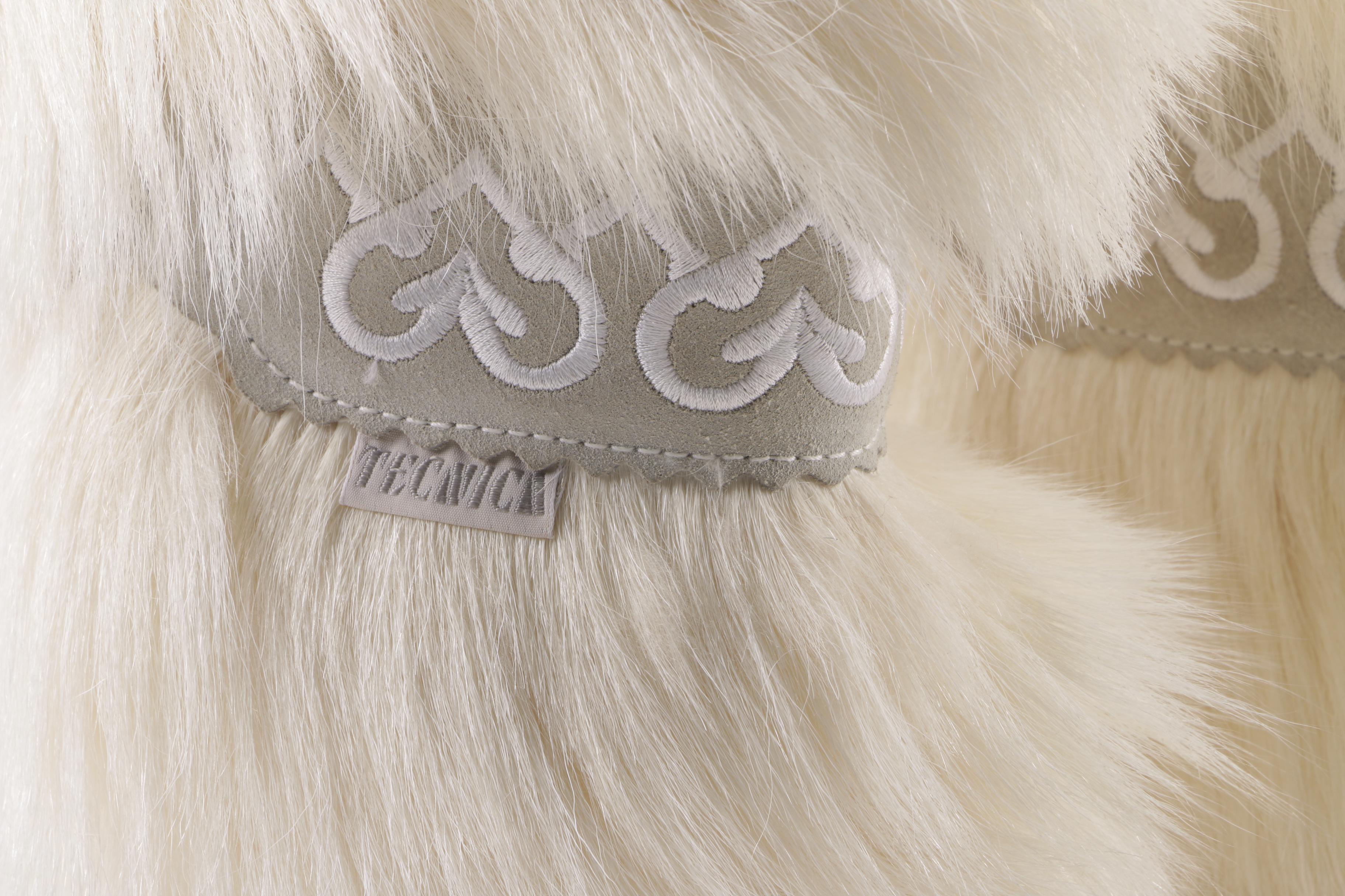 Tecnica White Goat Fur Winter Boots, Made in Italy
