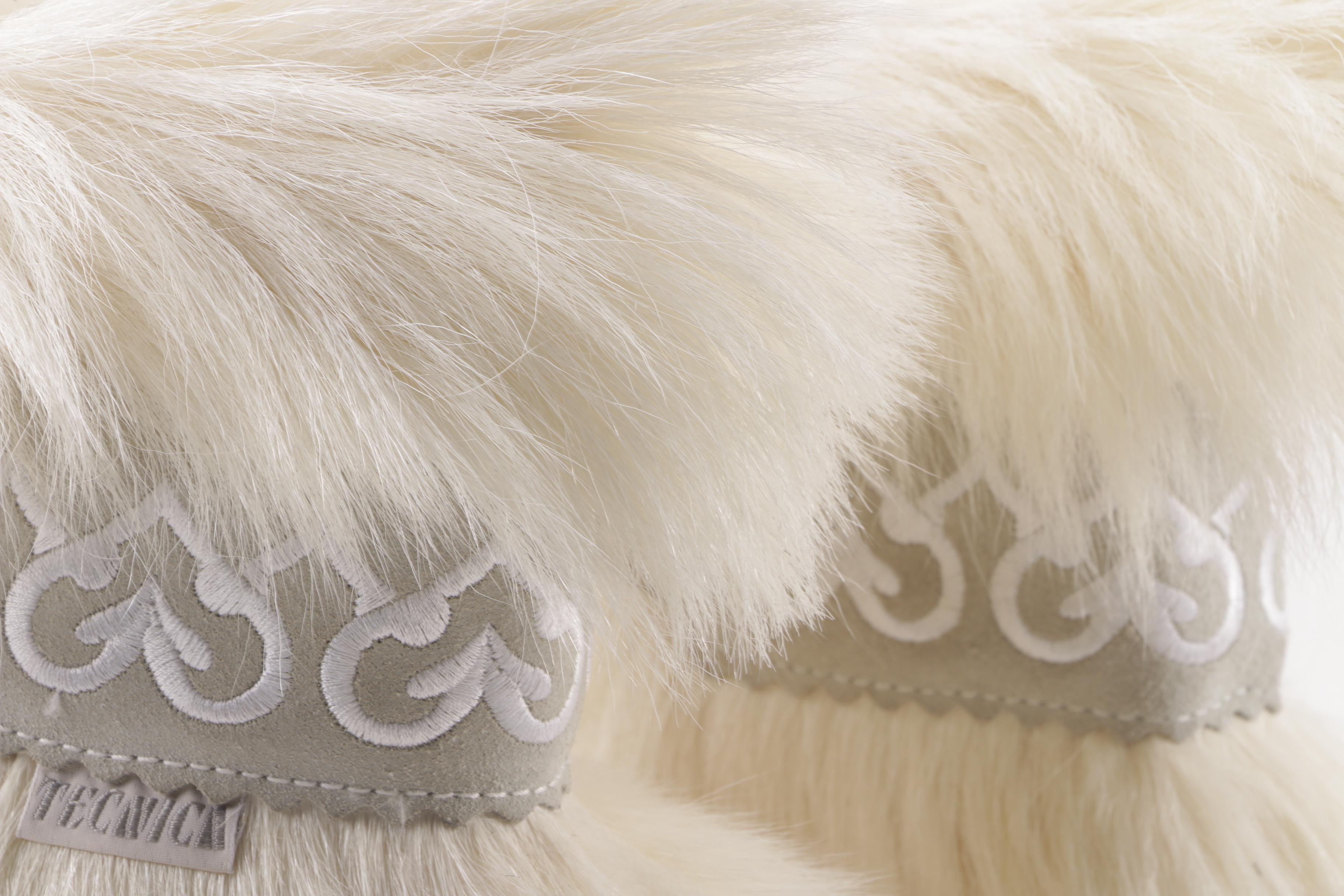 Tecnica White Goat Fur Winter Boots, Made in Italy