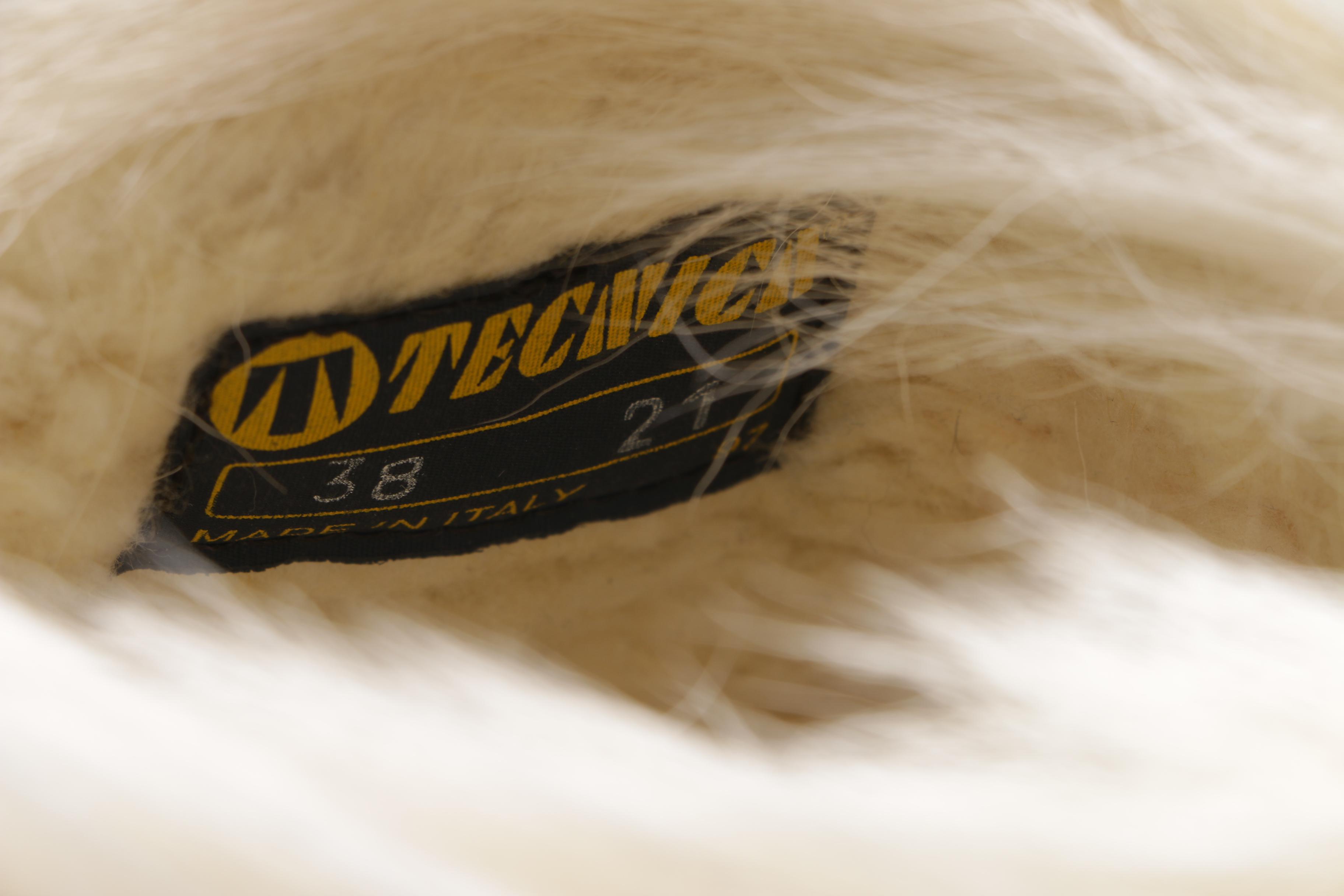 Tecnica White Goat Fur Winter Boots, Made in Italy