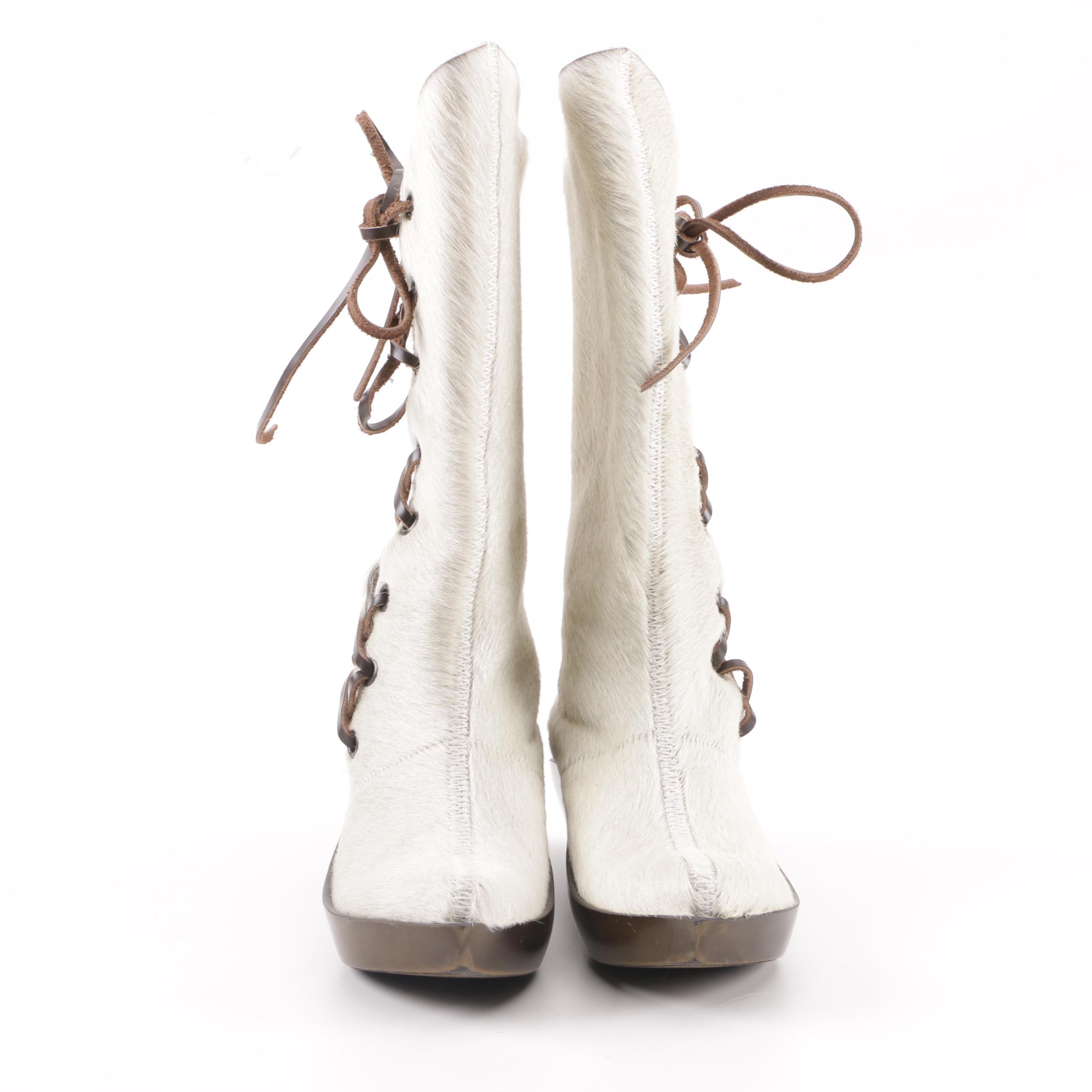 Robert Clergerie Paris White Pony Hair Boots, Made in France