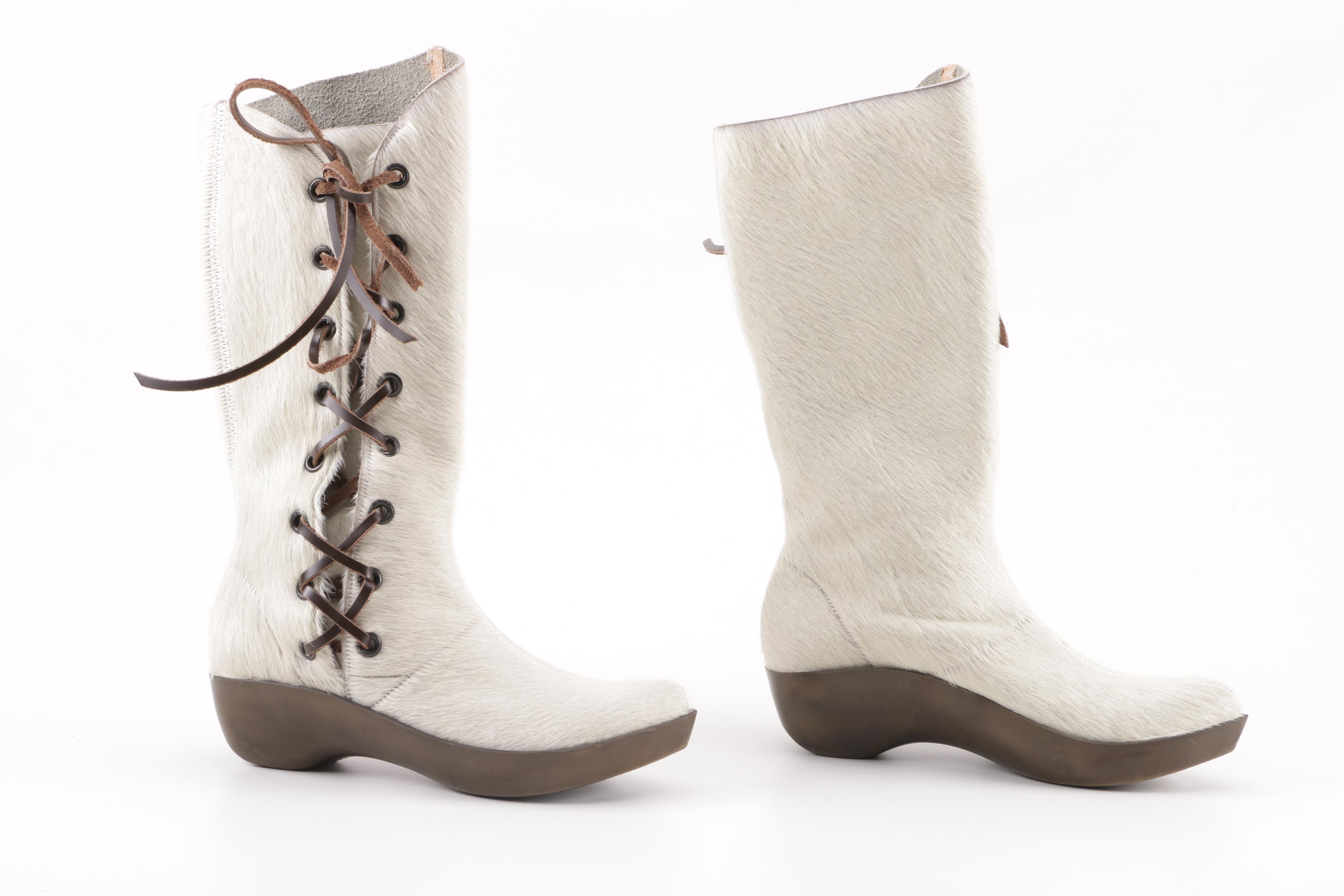 Robert Clergerie Paris White Pony Hair Boots, Made in France