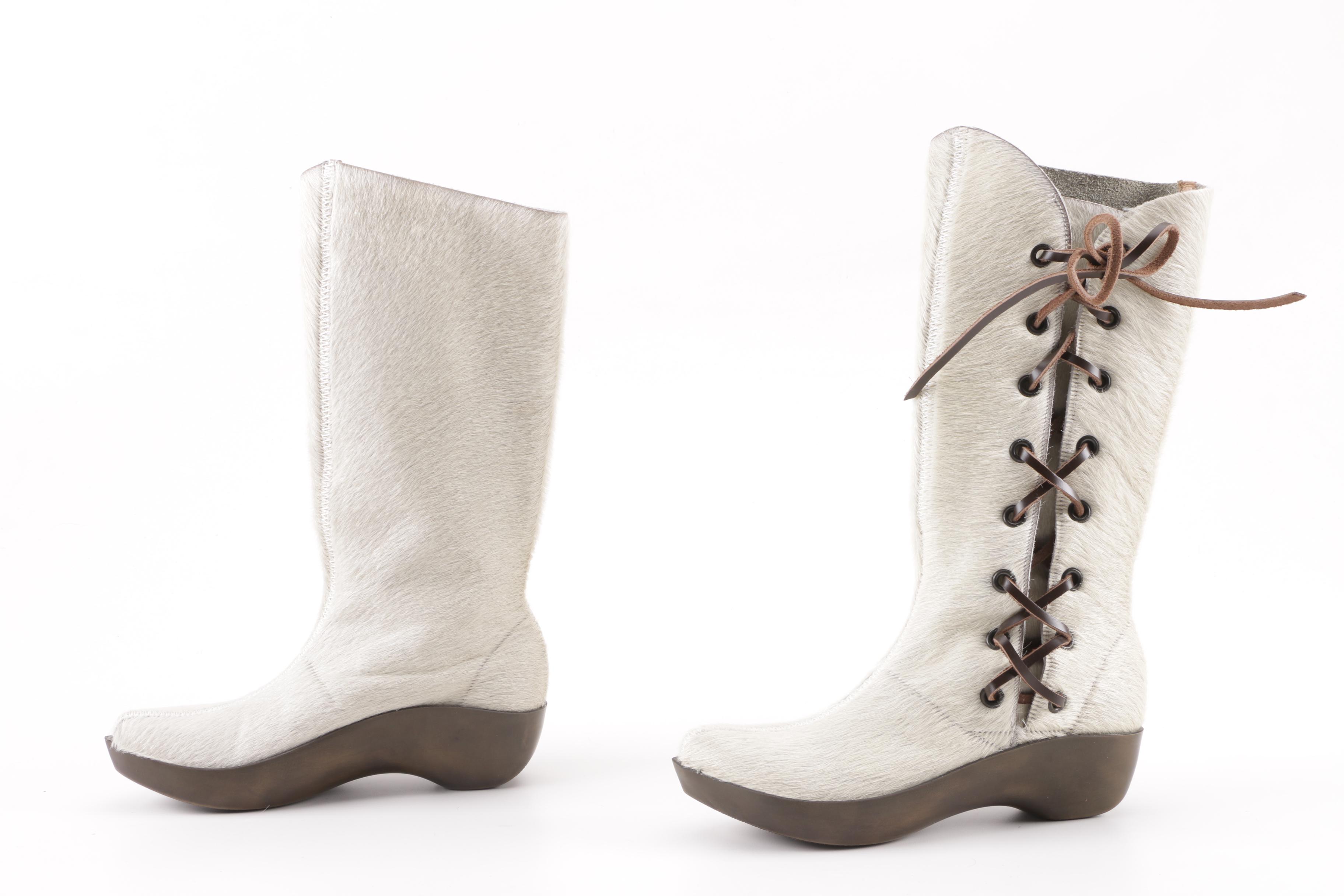 Robert Clergerie Paris White Pony Hair Boots, Made in France