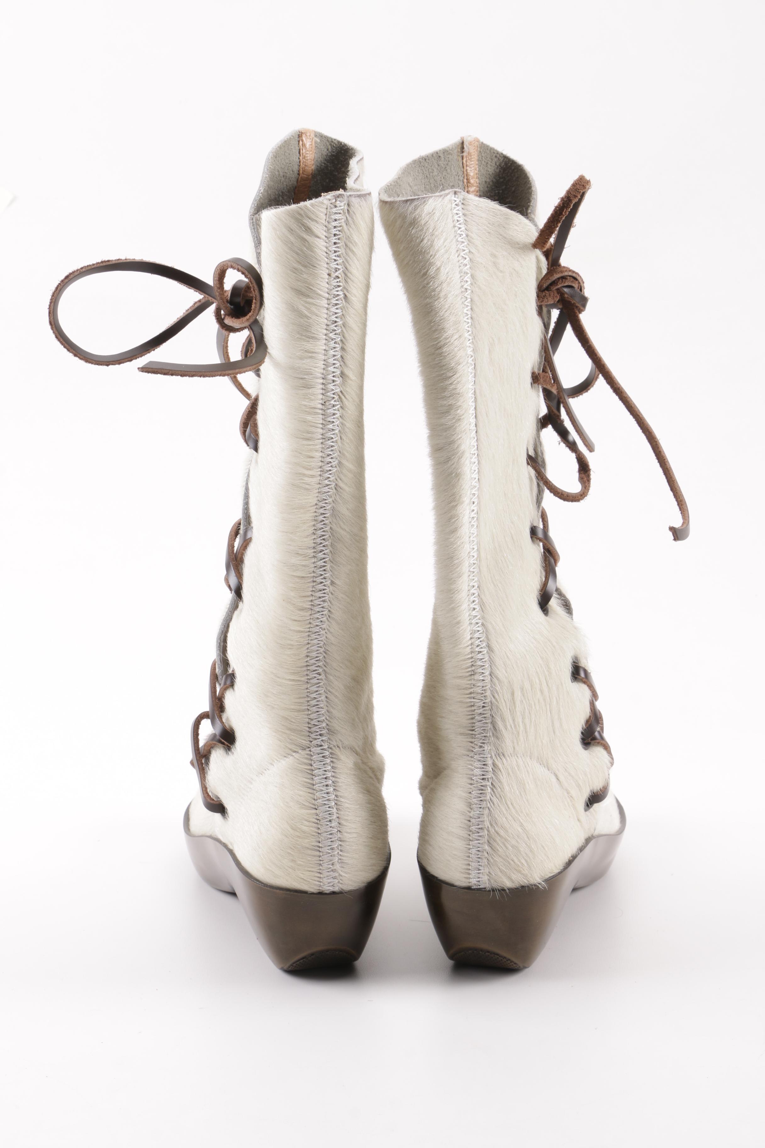 Robert Clergerie Paris White Pony Hair Boots, Made in France