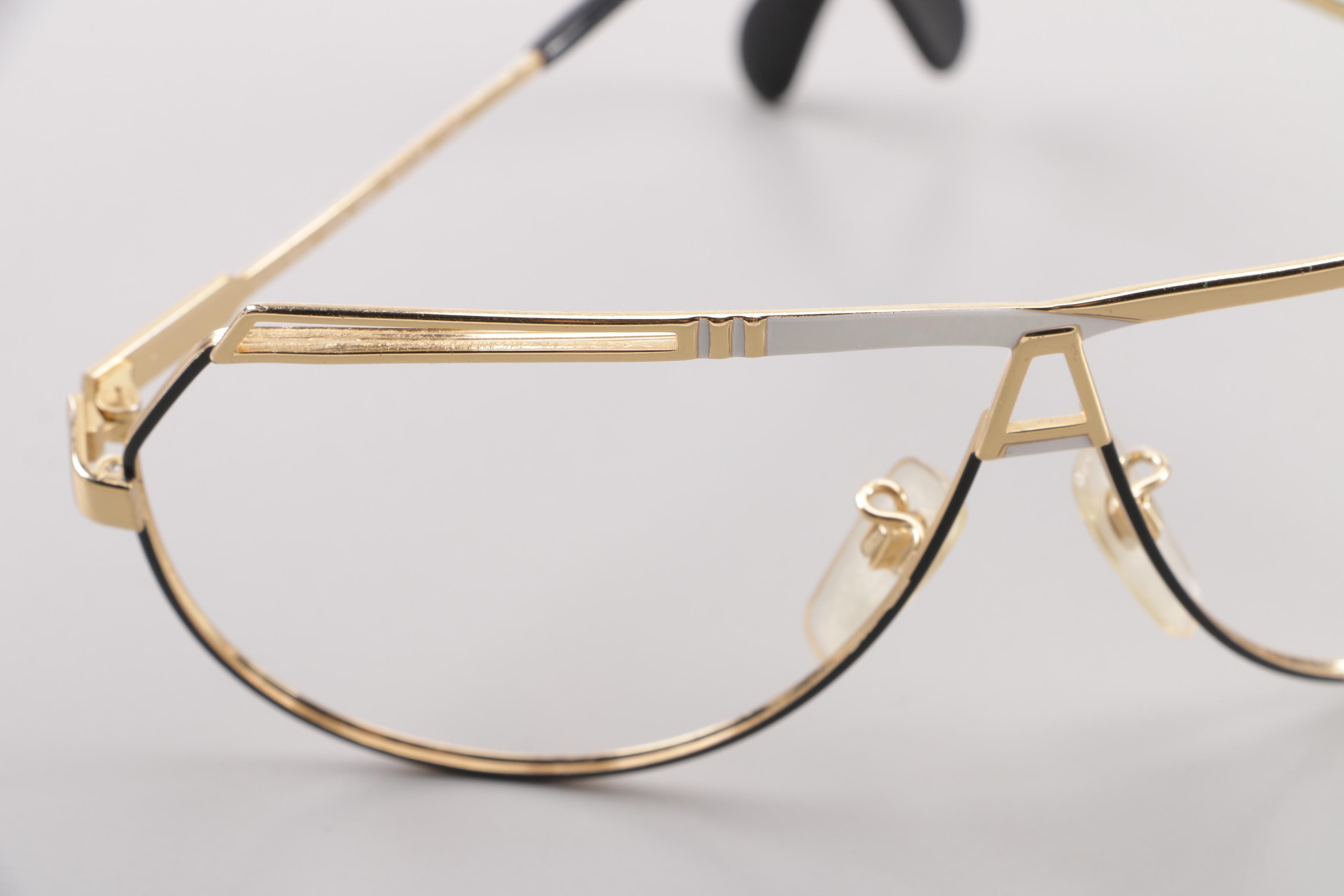 1980s Vintage Cazal 954 Gold Tone Flat Top Eyewear Frames, Made in Germany