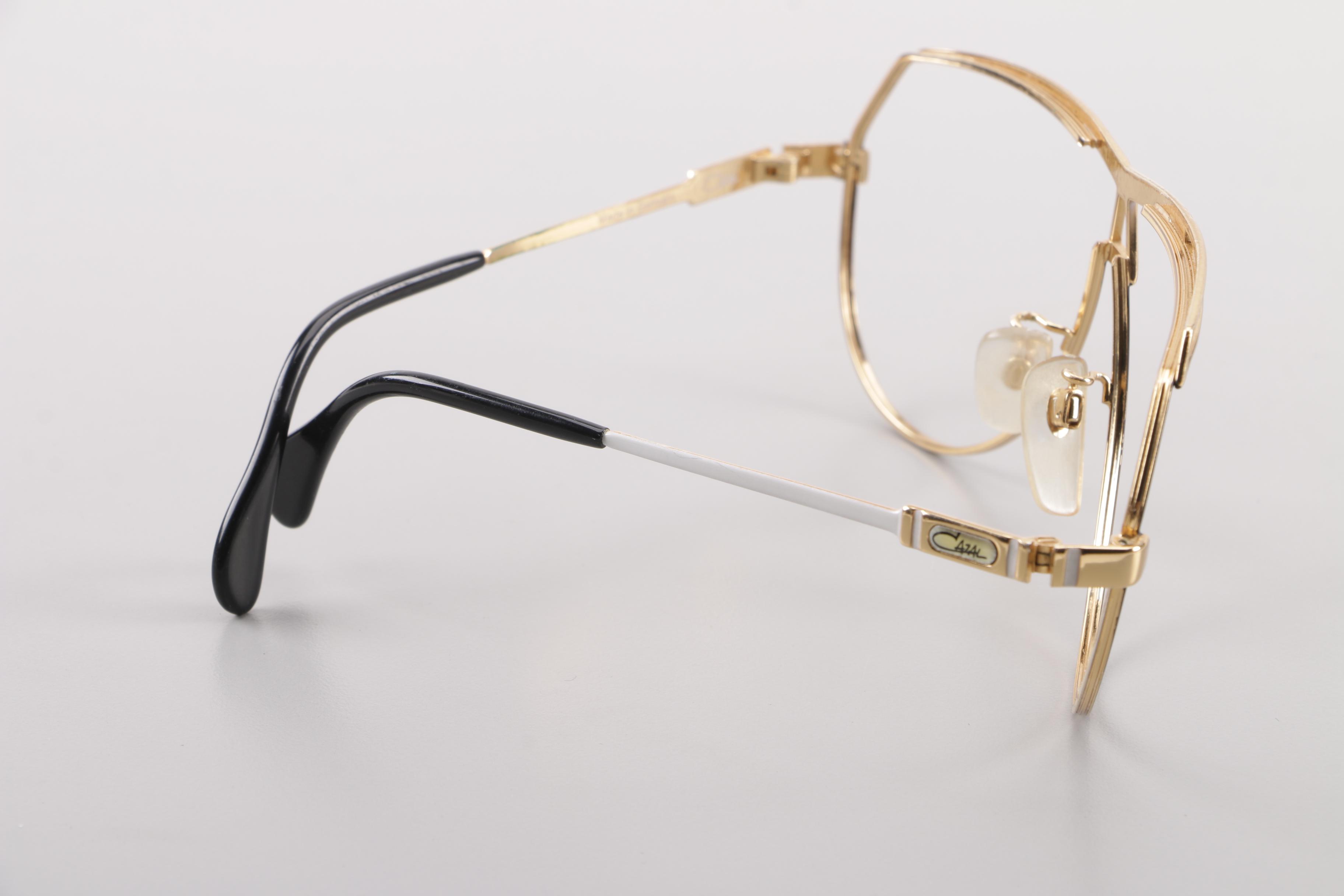 1980s Vintage Cazal 954 Gold Tone Flat Top Eyewear Frames, Made in Germany