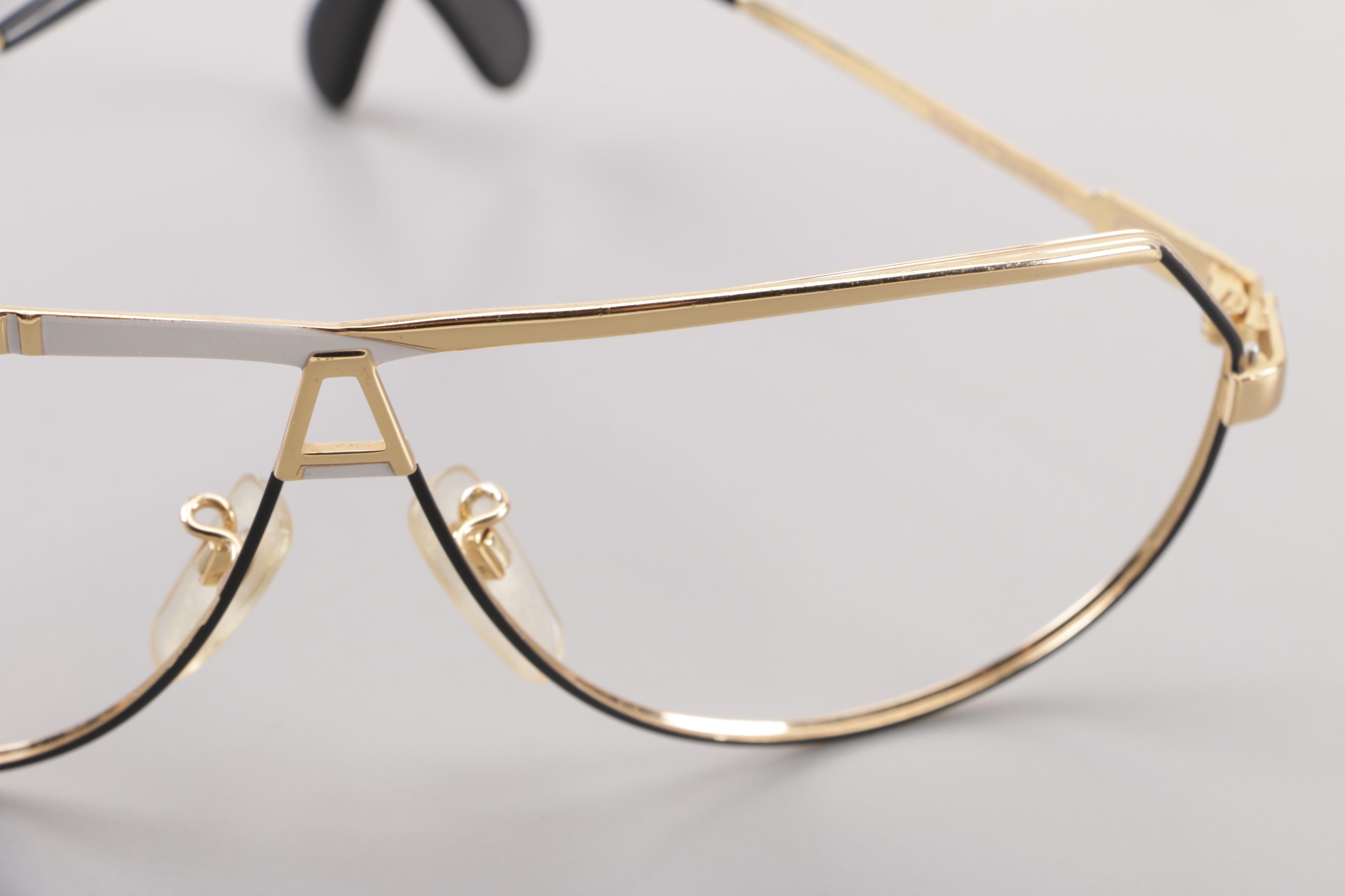 1980s Vintage Cazal 954 Gold Tone Flat Top Eyewear Frames, Made in Germany