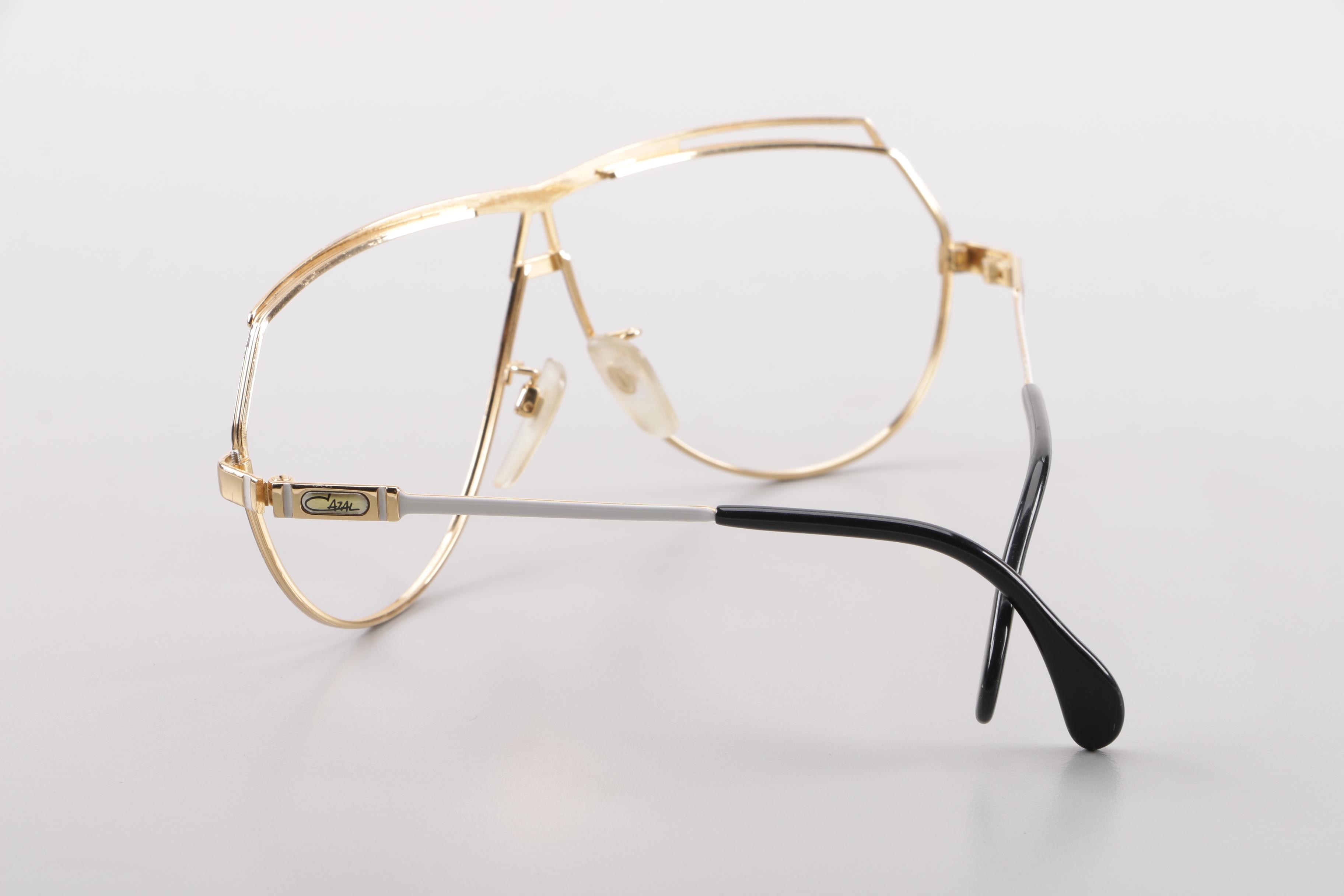 1980s Vintage Cazal 954 Gold Tone Flat Top Eyewear Frames, Made in Germany