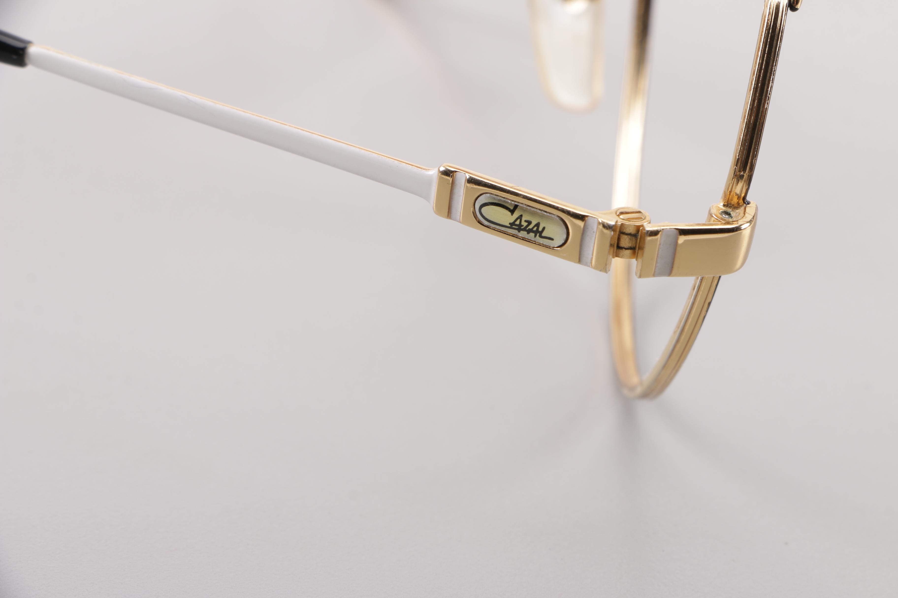 1980s Vintage Cazal 954 Gold Tone Flat Top Eyewear Frames, Made in Germany