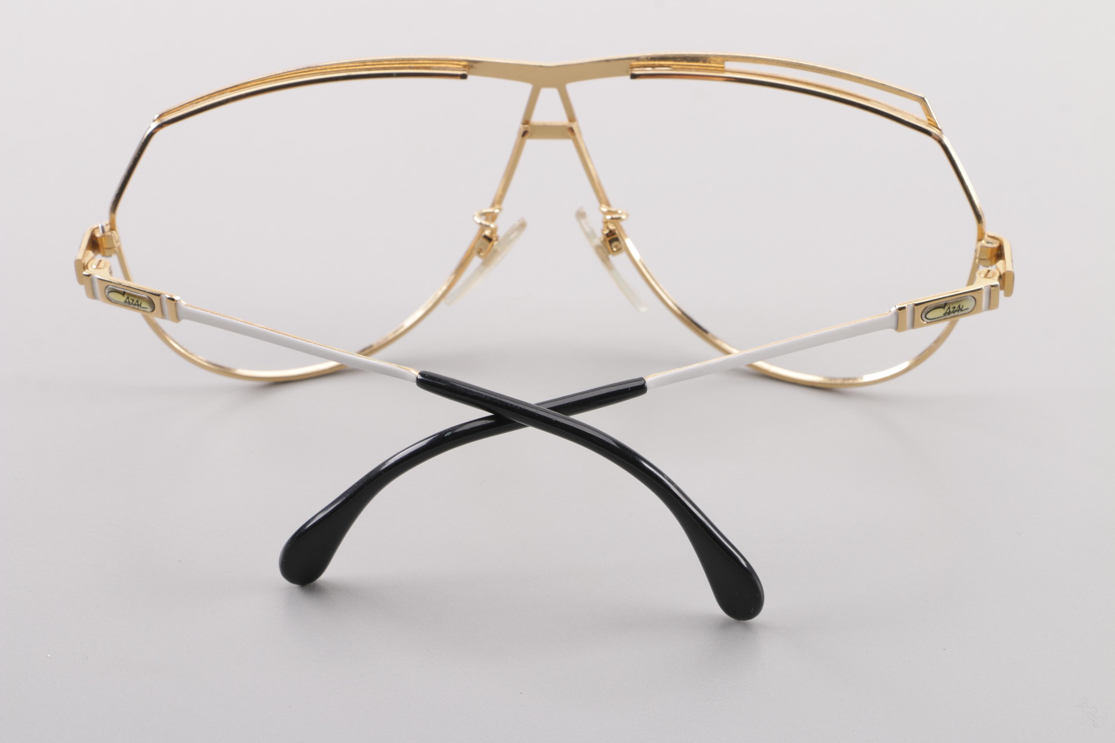 1980s Vintage Cazal 954 Gold Tone Flat Top Eyewear Frames, Made in Germany